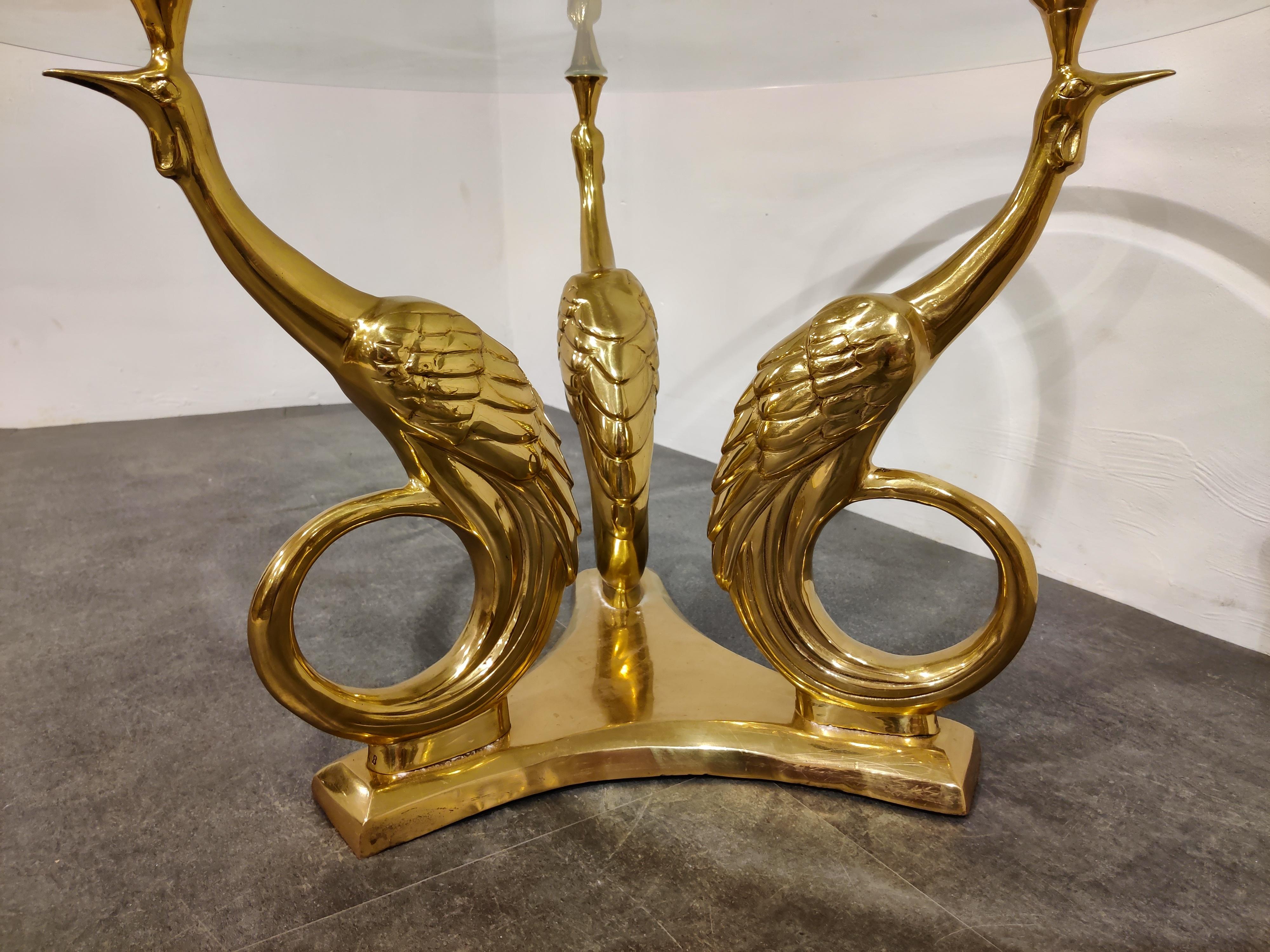 Pair of Brass Peacock Coffee Tables, 1970s In Good Condition In HEVERLEE, BE