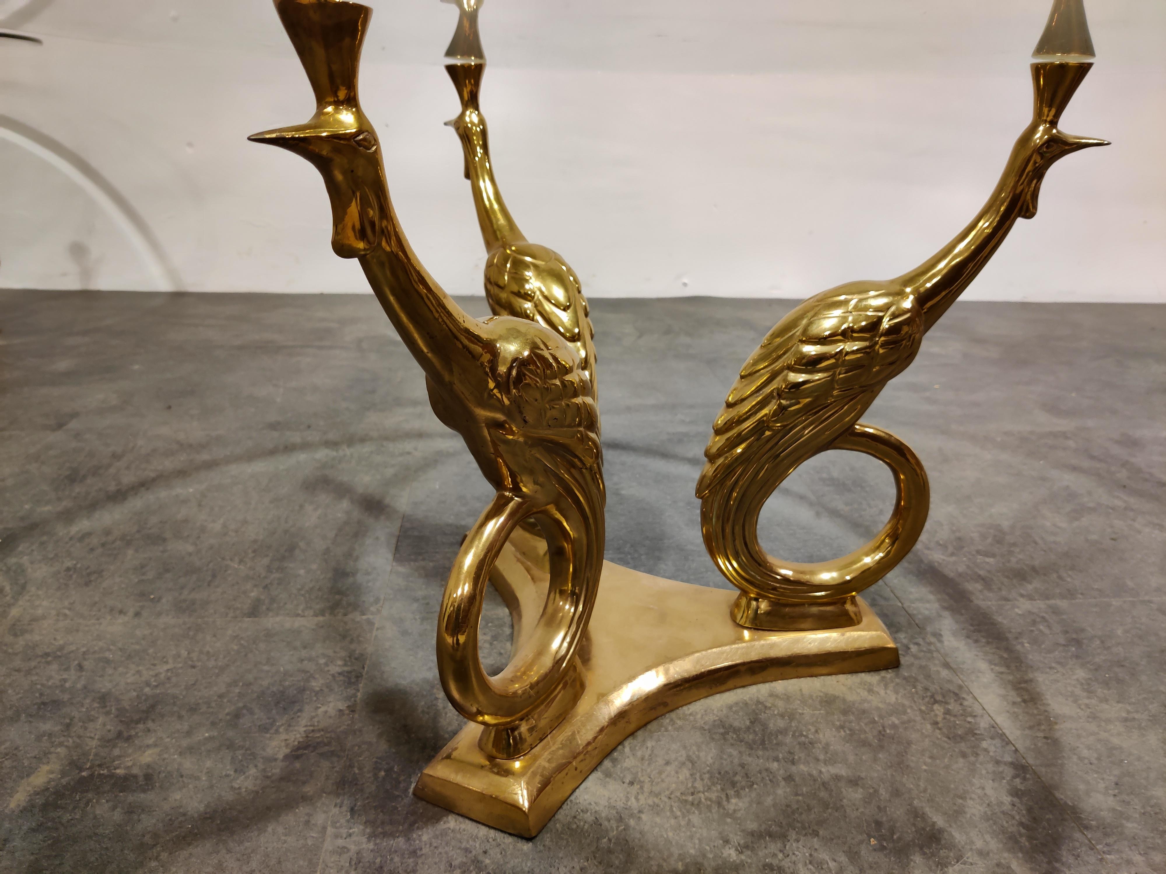 Pair of Brass Peacock Coffee Tables, 1970s 1