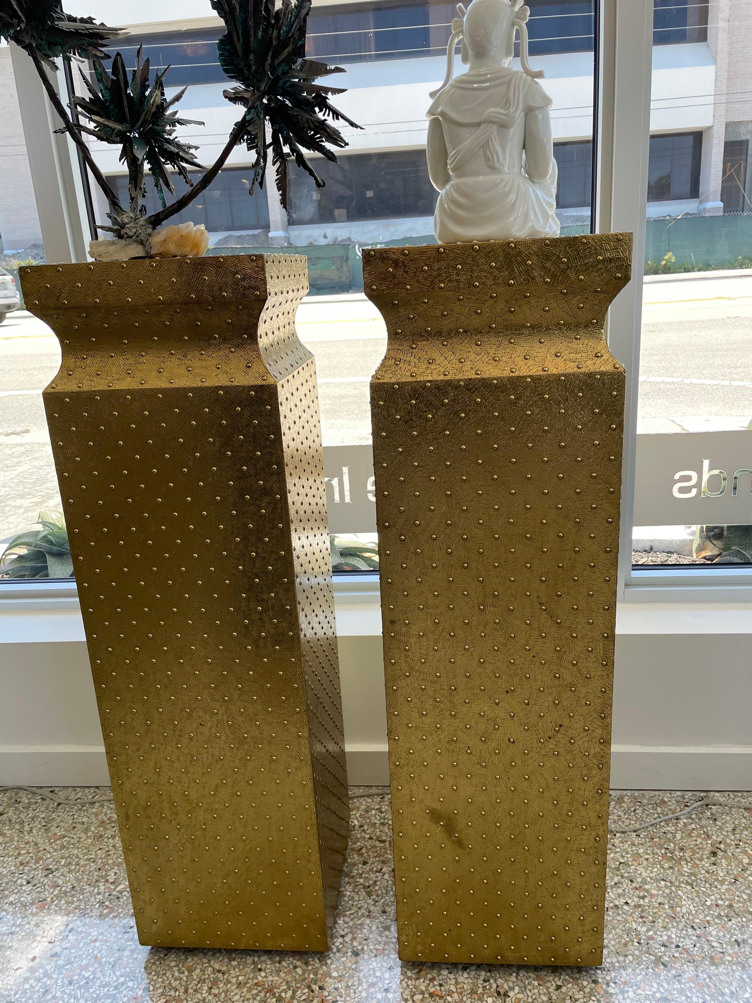 Hand-Crafted Pair of Brass Pedestals
