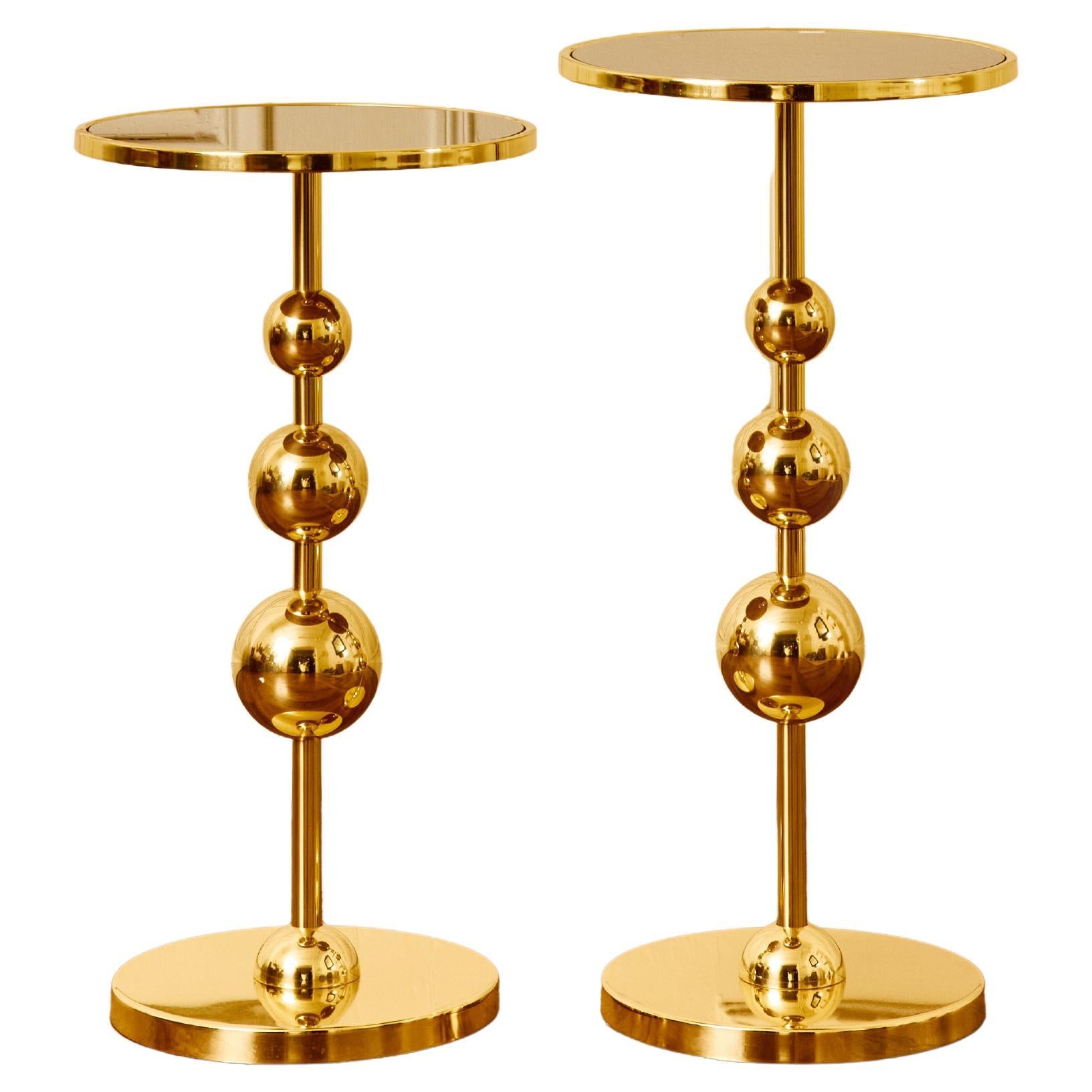 Coppia di piedistalli in ottone di Studio A Glustin in vendita