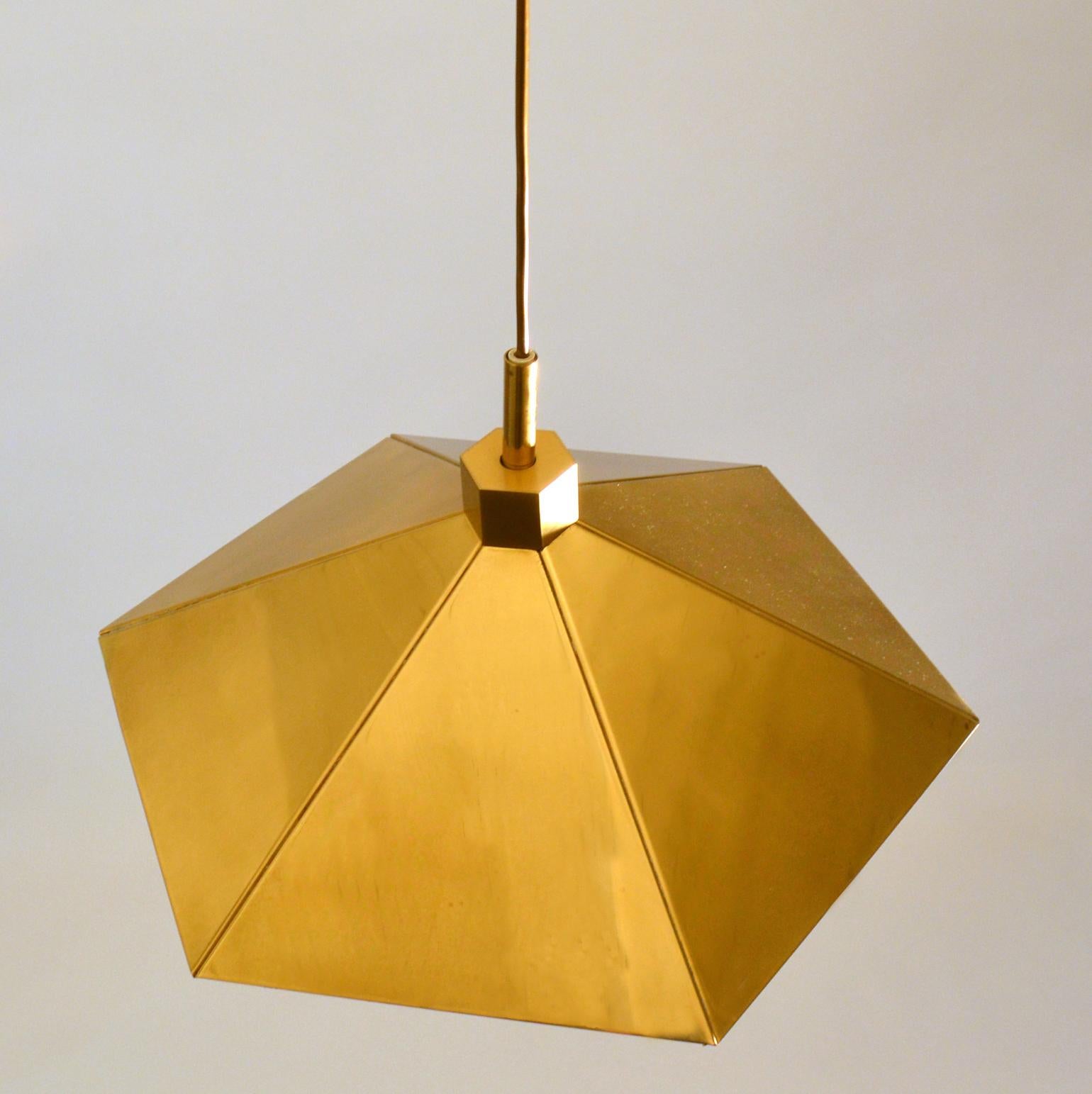 Pair of Brass Pendant Lamps in Umbrella Shape, Belgium 1970s In Excellent Condition For Sale In London, GB