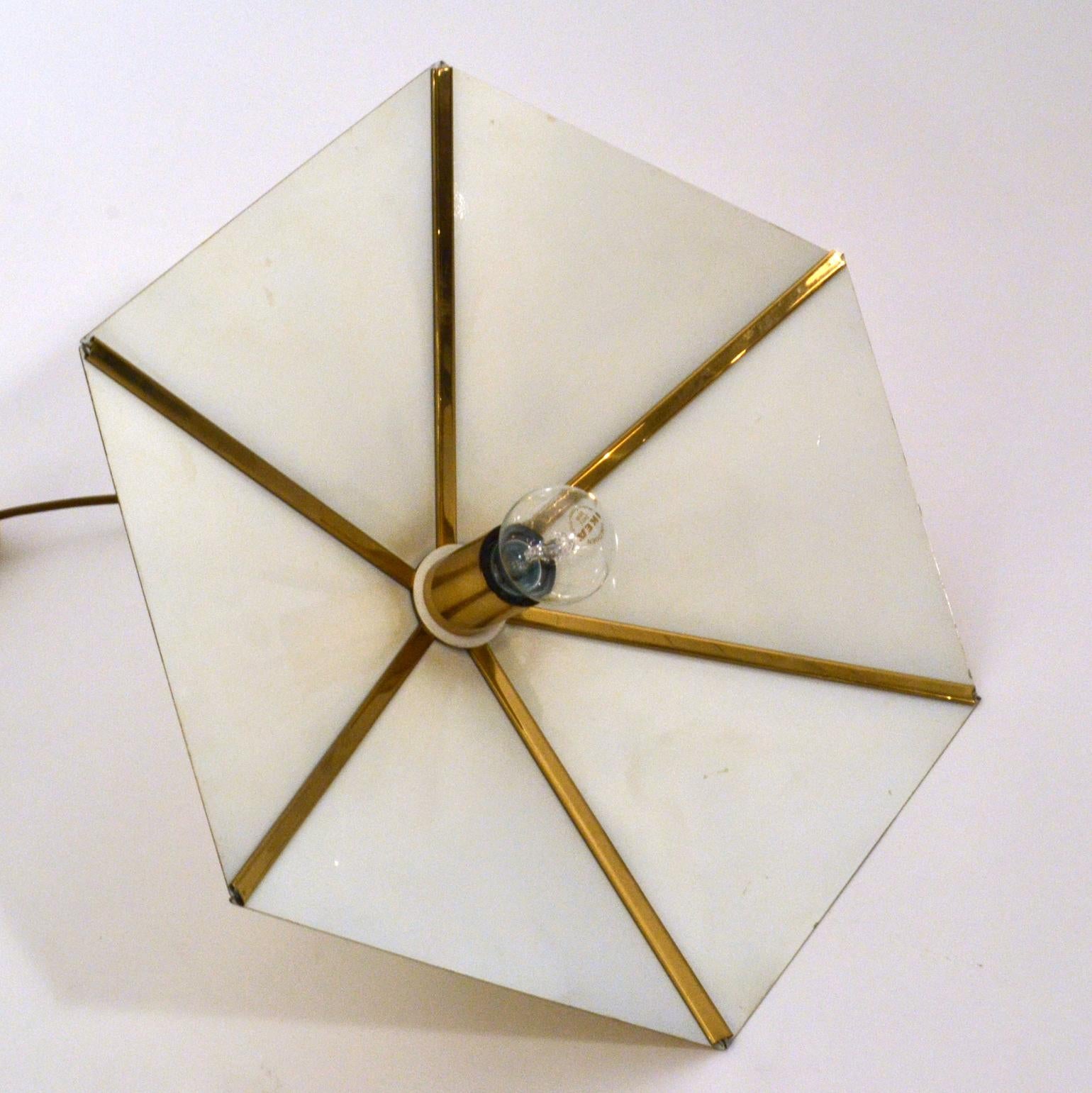 Pair of Brass Pendant Lamps in Umbrella Shape, Belgium 1970s For Sale 3