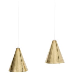 Pair of Brass Pendant Lights by Lars Holmström