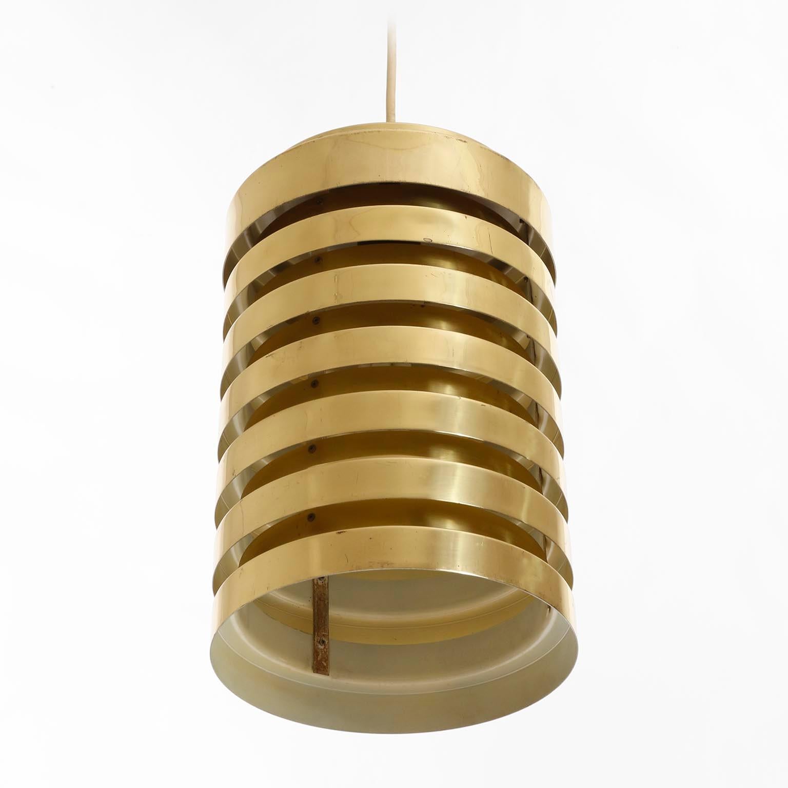 Polished Pair of Brass Pendant Lights T487, Hans-Agne Jakobsson AB Markaryd Sweden, 1960s For Sale