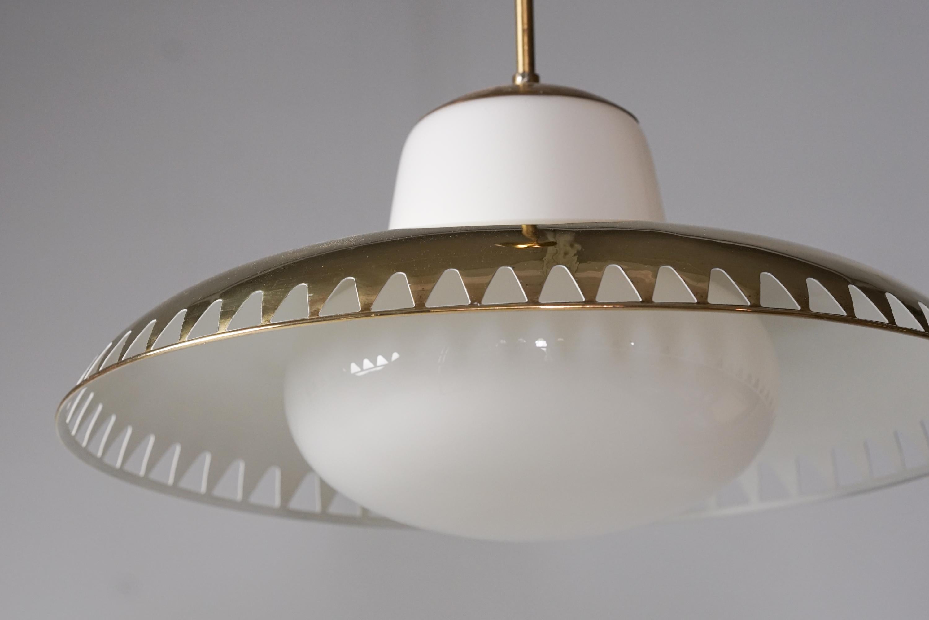 Pair of Brass Pendants by Lisa Johansson-Pape & Gunilla Jung, Orno Oy, 1950s For Sale 3