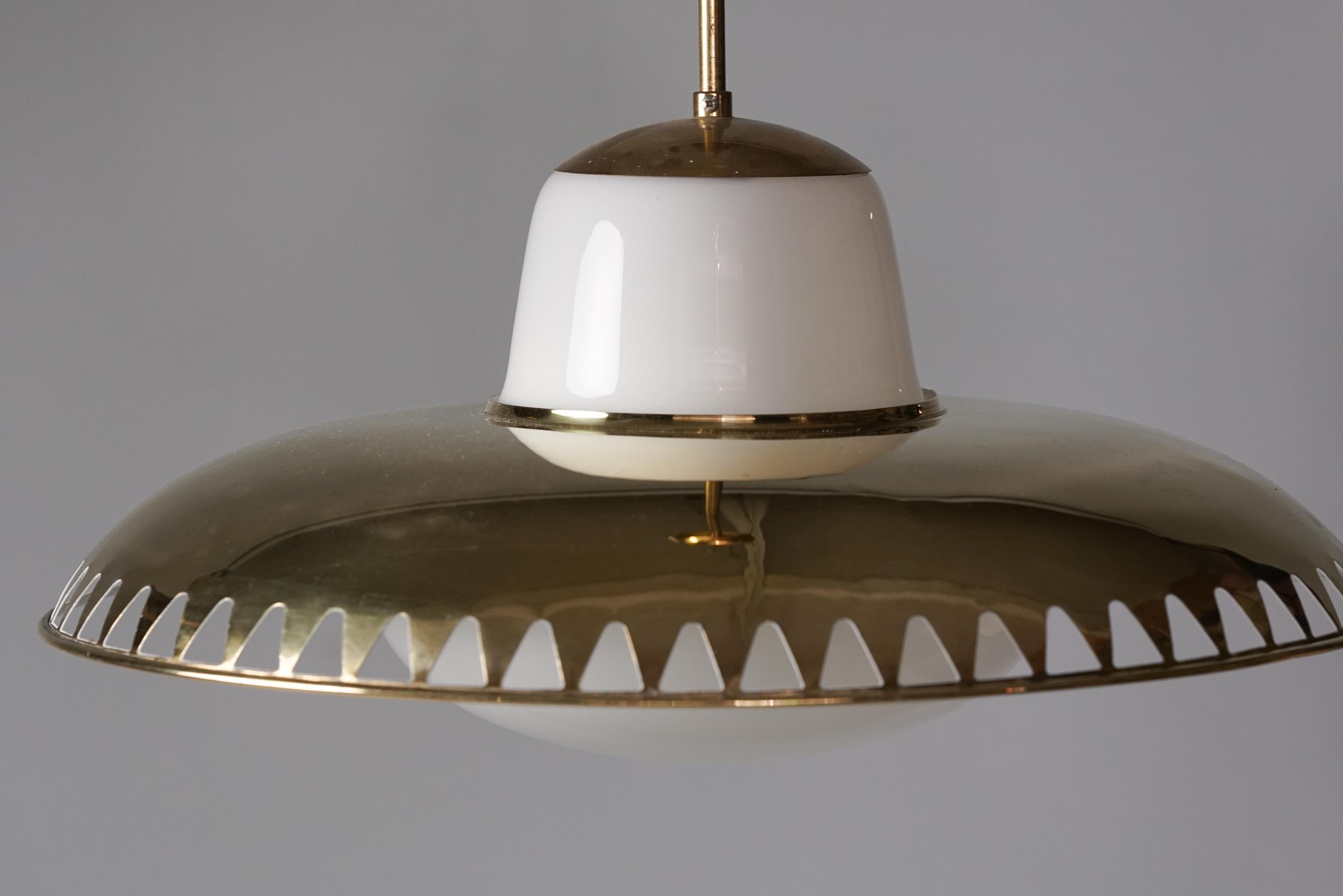 Pair of Brass Pendants by Lisa Johansson-Pape & Gunilla Jung, Orno Oy, 1950s For Sale 4