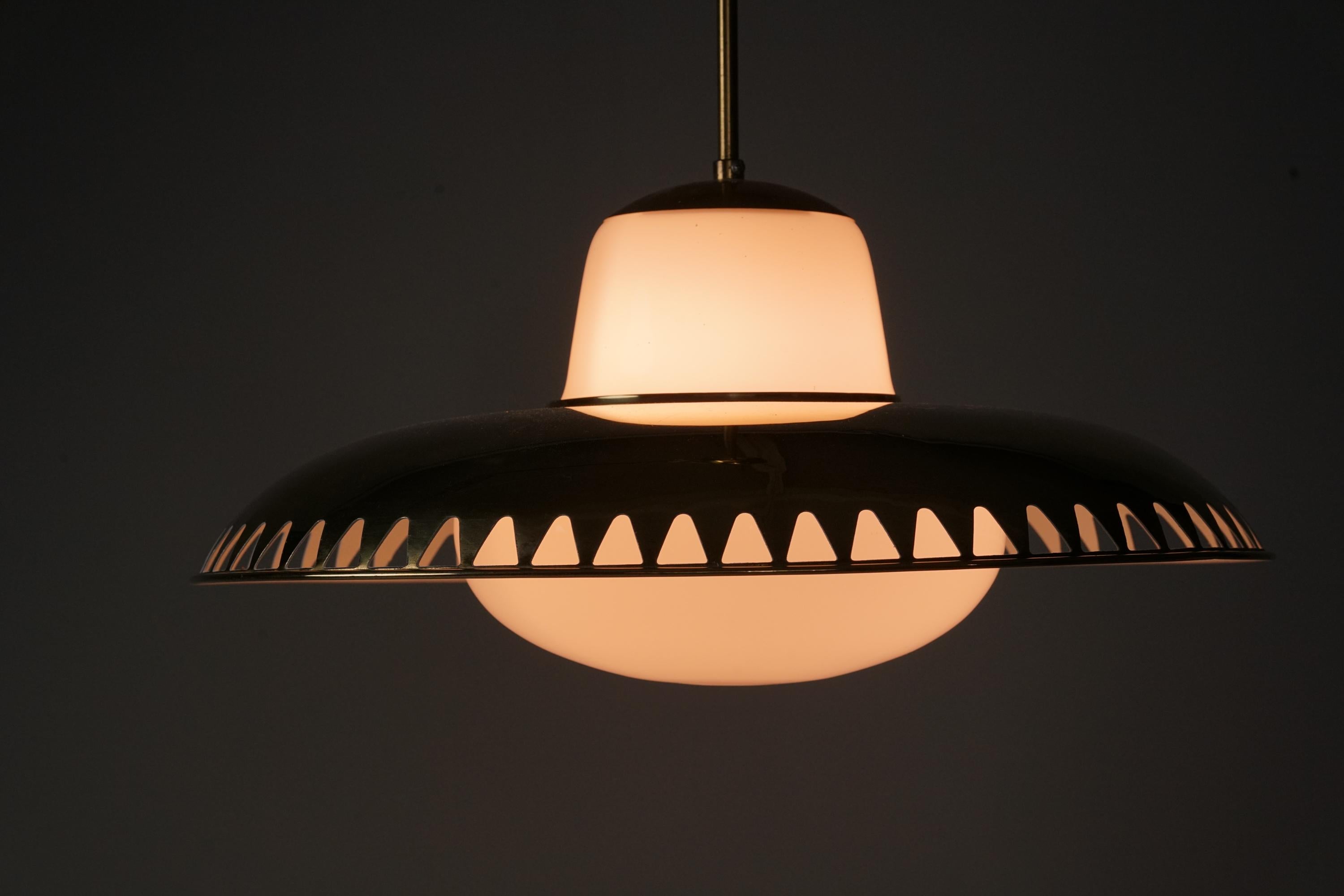 Finnish Pair of Brass Pendants by Lisa Johansson-Pape & Gunilla Jung, Orno Oy, 1950s For Sale
