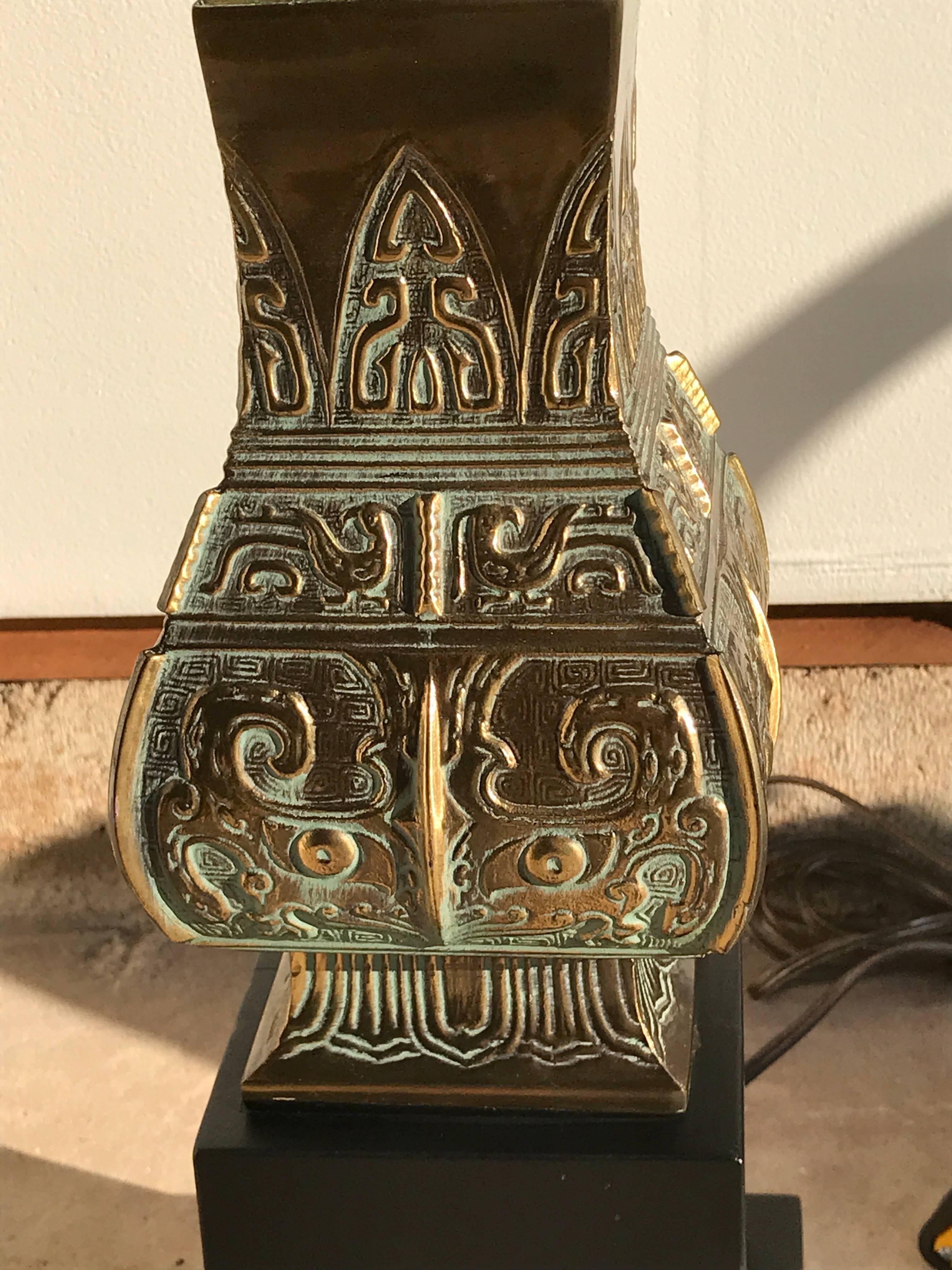Blackened Pair of Brass Pepe Mendoza Style Lamps For Sale
