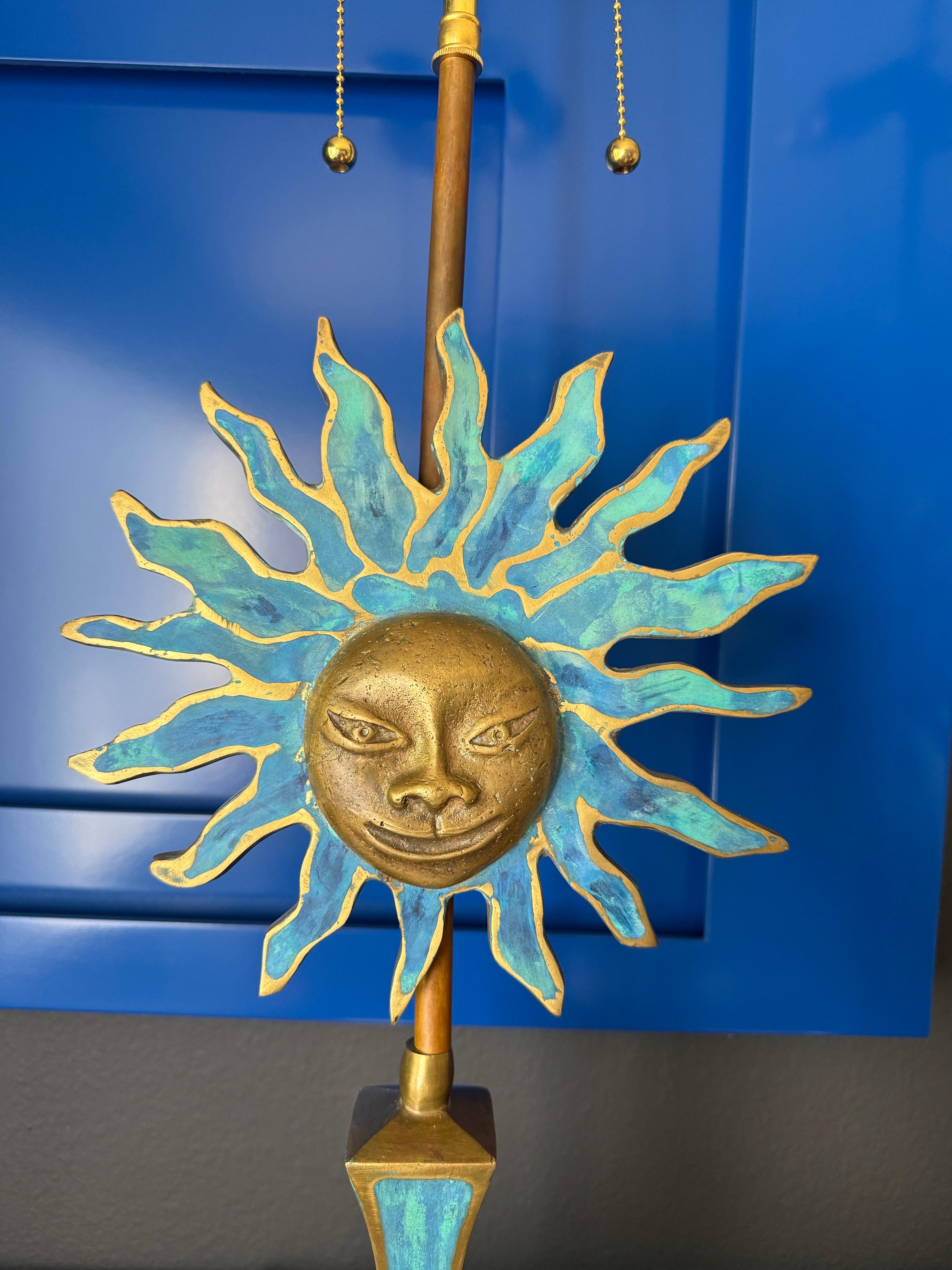 Paar Sonnenlampen aus Messing von Pepe Mendoza im Angebot 8