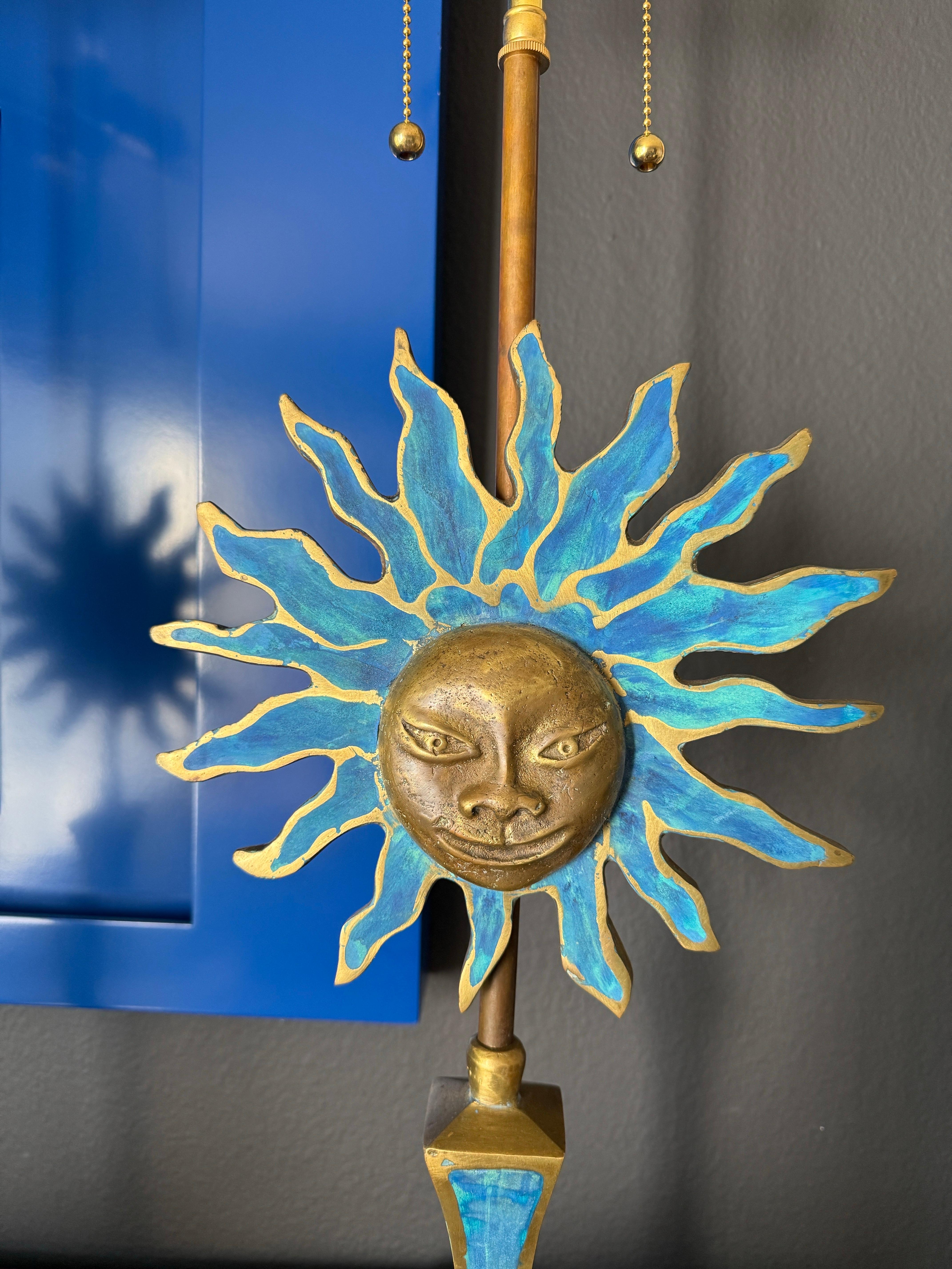 Paar Sonnenlampen aus Messing von Pepe Mendoza im Angebot 9