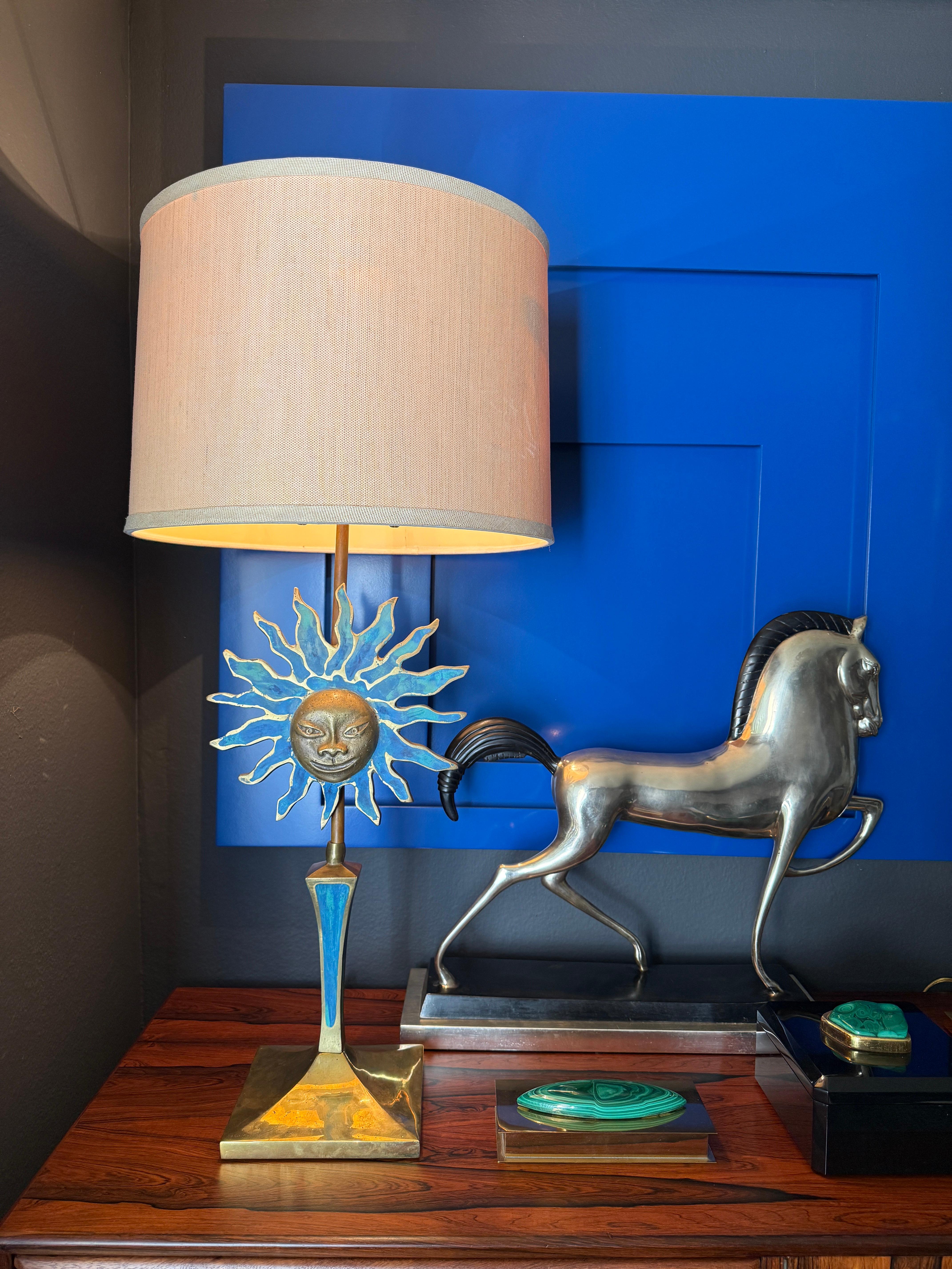 Paar Sonnenlampen aus Messing von Pepe Mendoza im Angebot 2