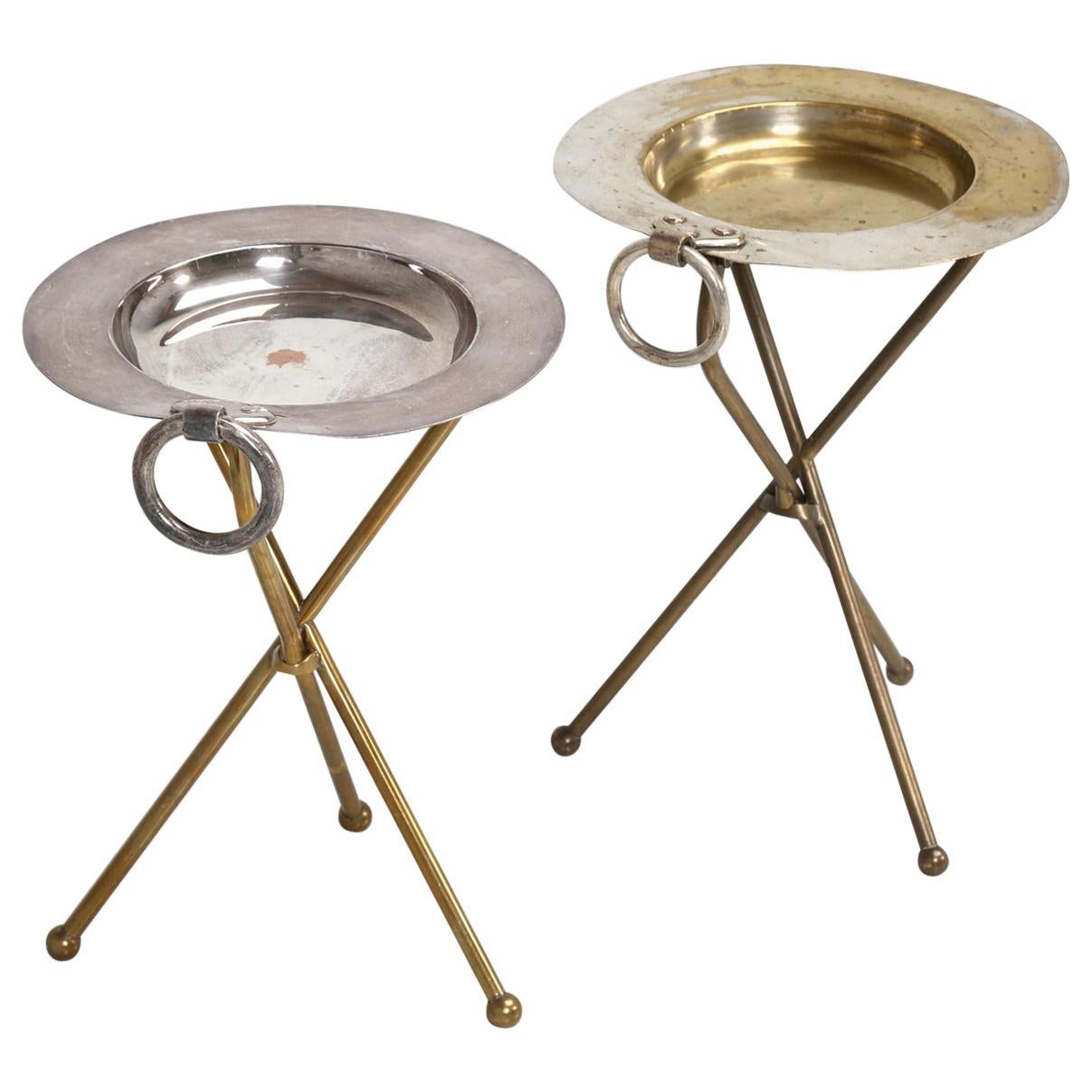 Pair of Brass Petite Vintage French Wine Tables, 1stdibs New York