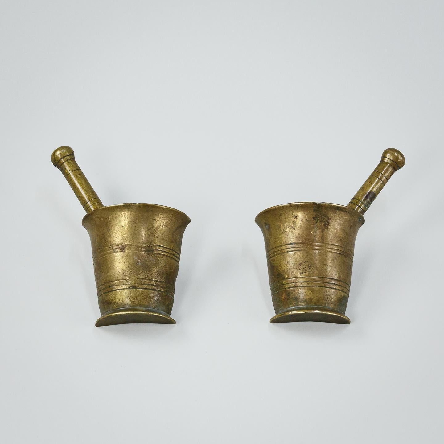 20th Century Pair of Brass Pharmacy Door Handles in Form of a Pestle & Mortar For Sale