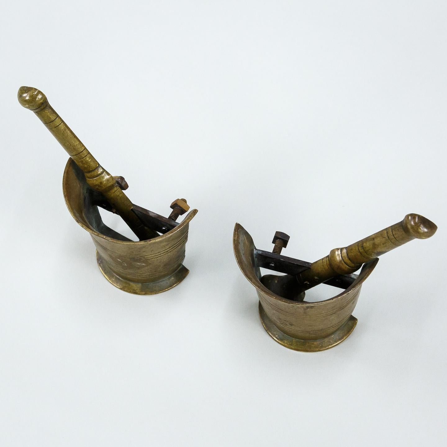 Pair of Brass Pharmacy Door Handles in Form of a Pestle & Mortar For Sale 3