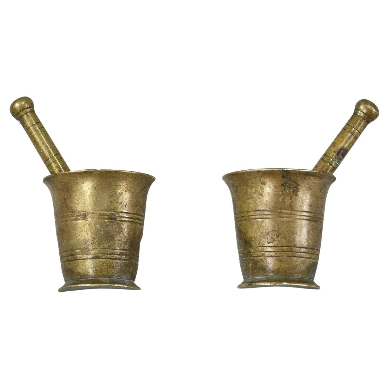 Pair of Brass Pharmacy Door Handles in Form of a Pestle & Mortar For Sale