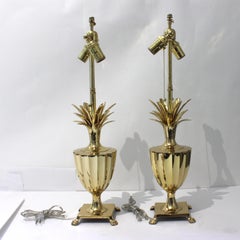 Pair of Brass Pineapple Form Lamps