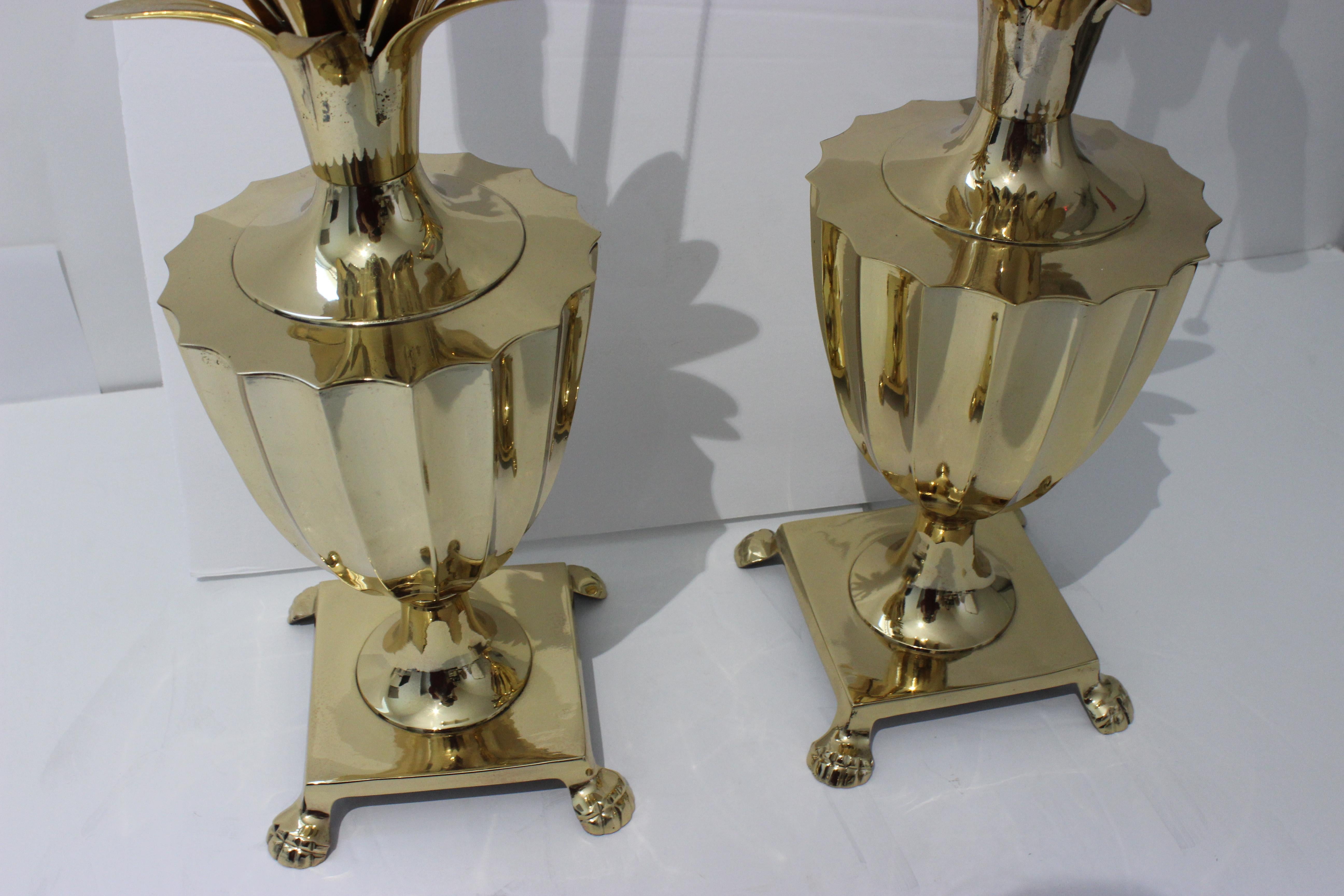 Pair of Brass Pineapple Form Lamps For Sale 2