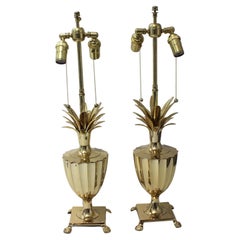 Vintage Pair of Brass Pineapple Form Lamps