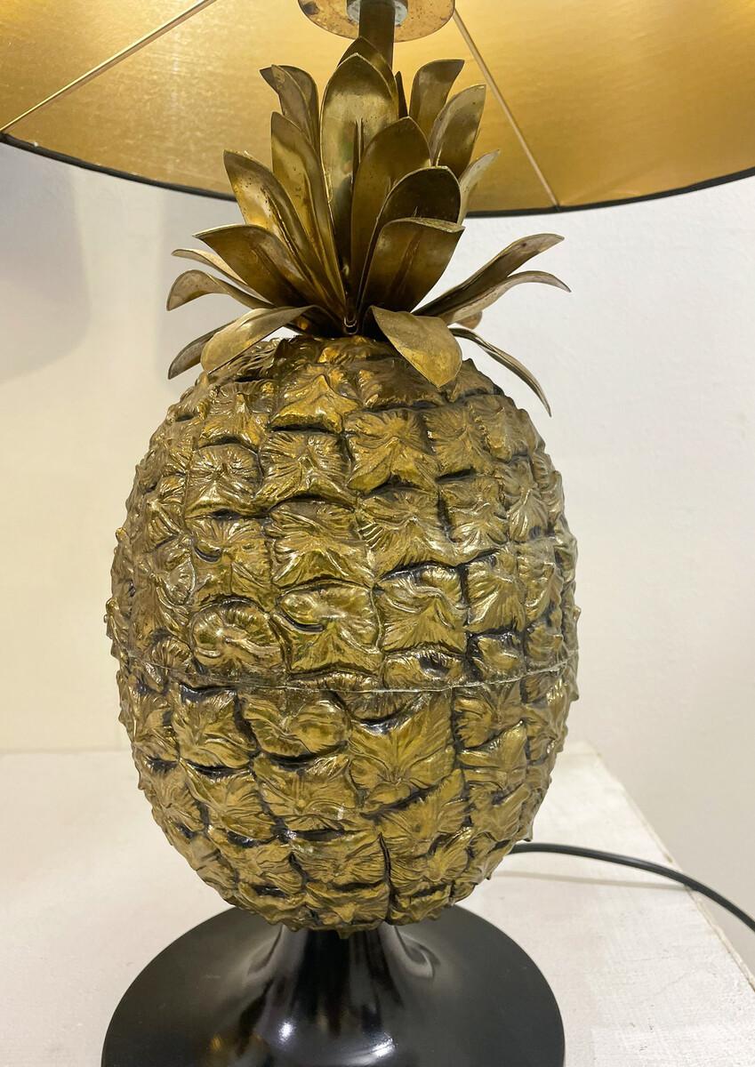 Laiton Paire de lampes de table ananas en vente