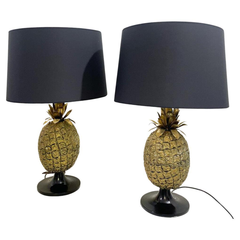 Pair Of Brass Pineapple Table Lamps