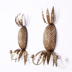 Pair of Brass Pineapple Wall Sconces