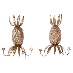 Pair of Brass Pineapple Wall Sconces