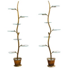 Pair of Brass Plant Stands Etagere