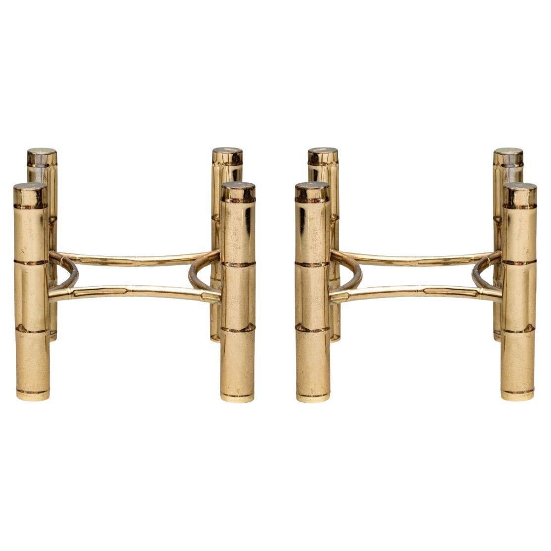 Pair Of Brass Plated Cocktail Table Bases Only For Restoration For Sale