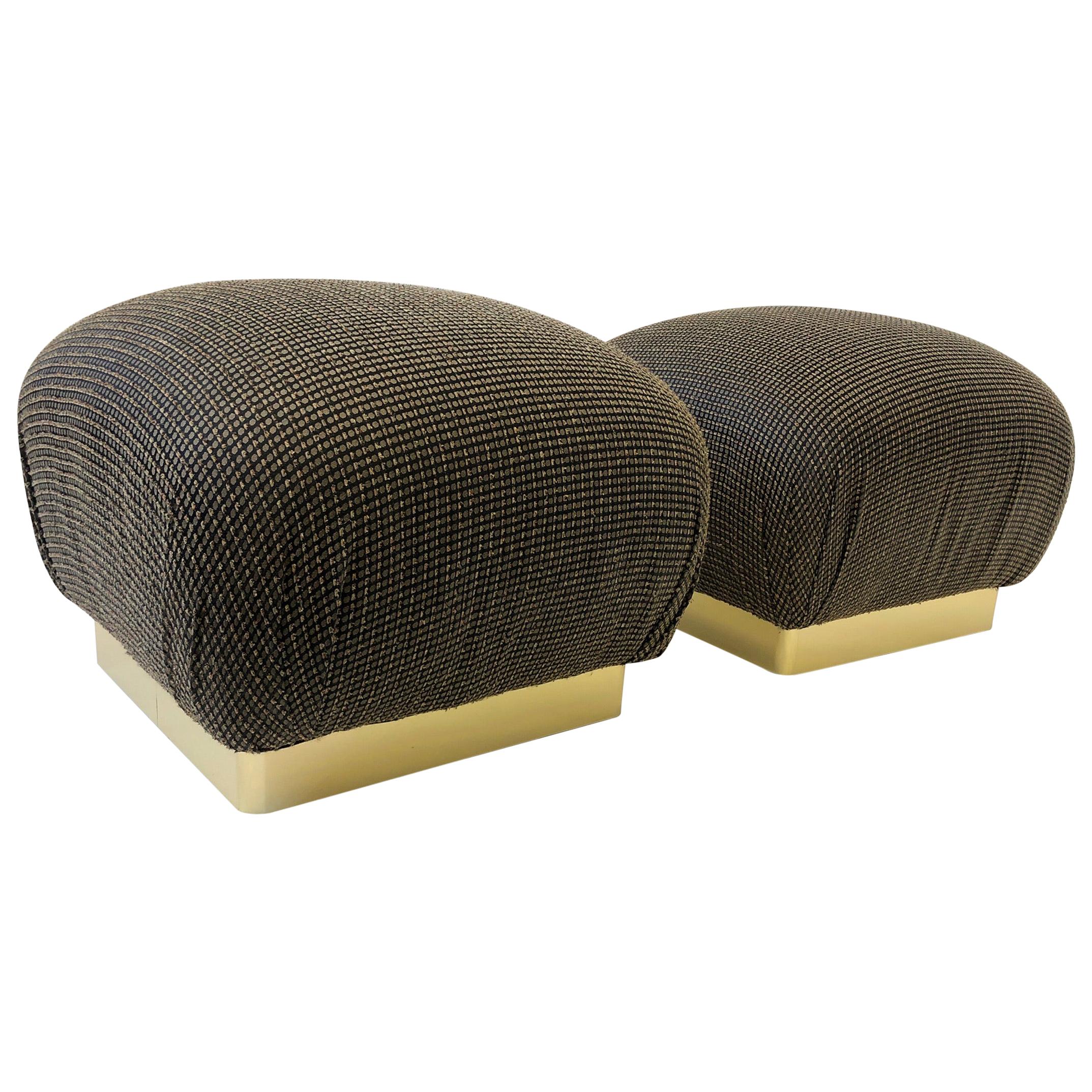 Pair of Brass Poufs Ottomans by Steve Chase