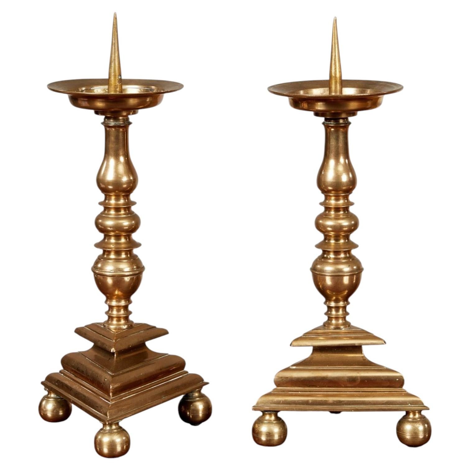Pair of Brass Pricket Sticks c. 1680
