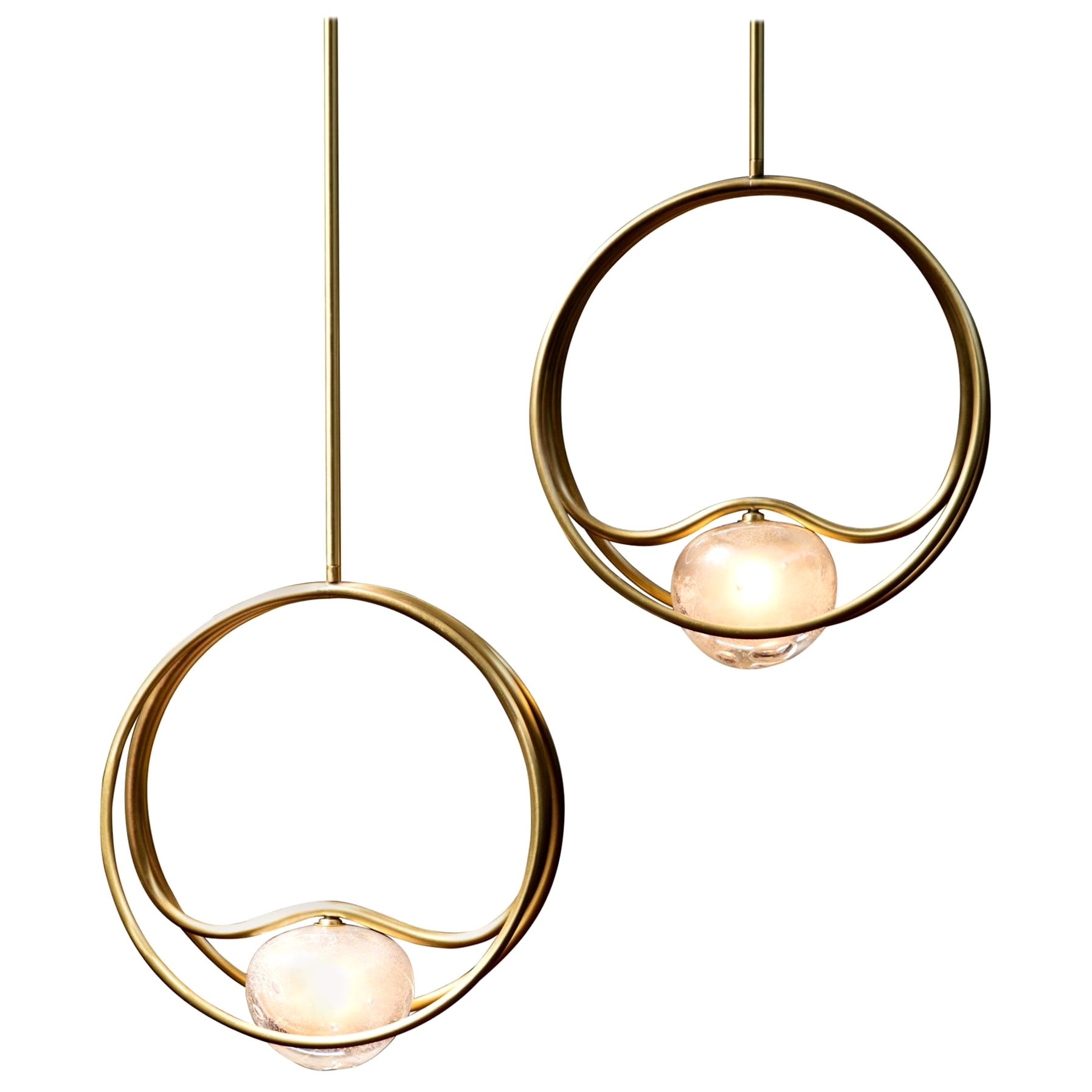 Pair of Brass "Pulsar Singolo" Chandelier