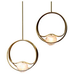 Pair of Brass "Pulsar Singolo" Chandelier