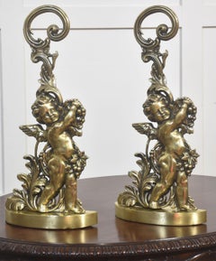 Pair of Brass Putti Door Stops