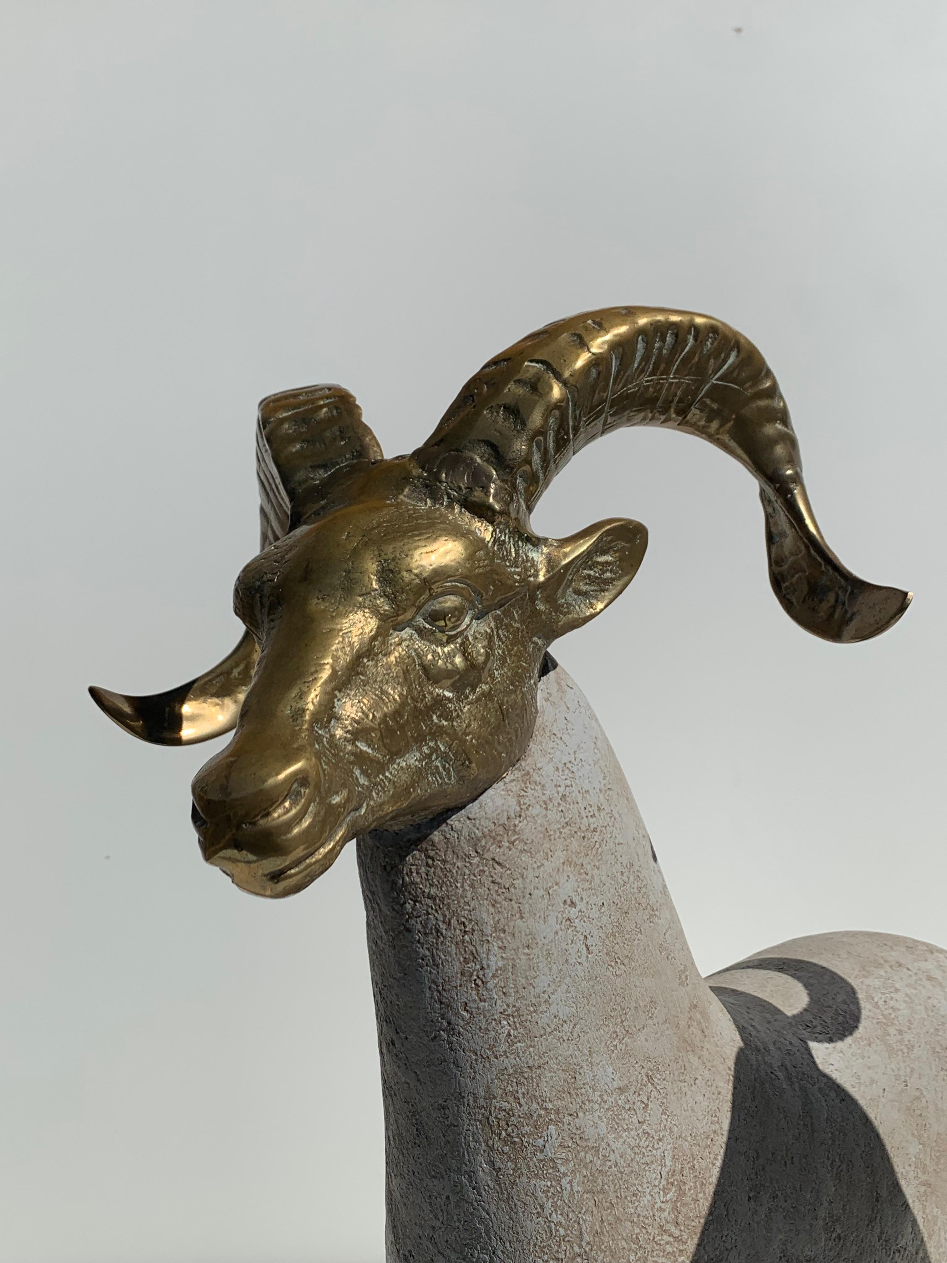 Pair of Brass Ram or Sheep Sculptures 5