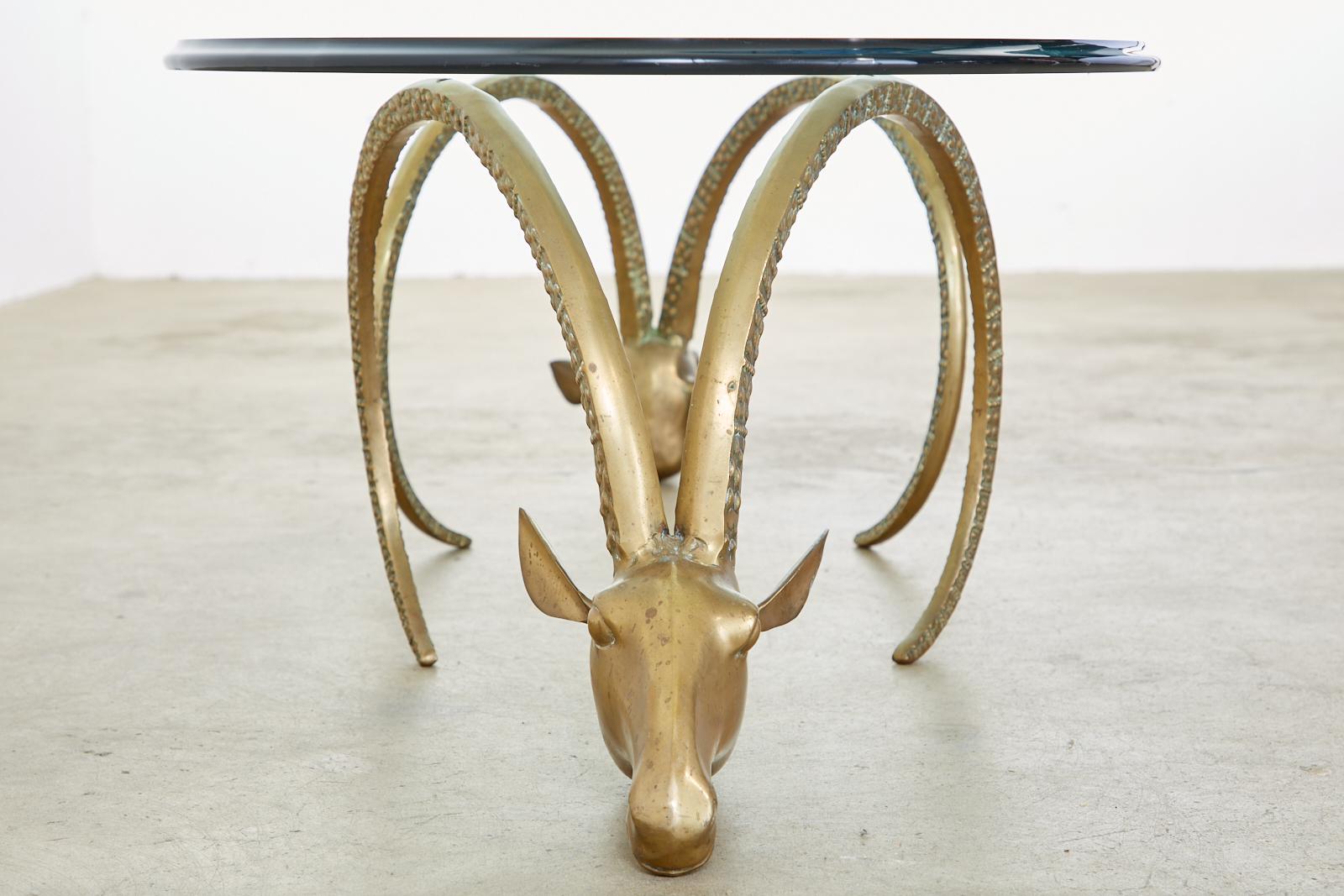 Pair of Brass Rams Head Ibex Coffee Cocktail Table 6