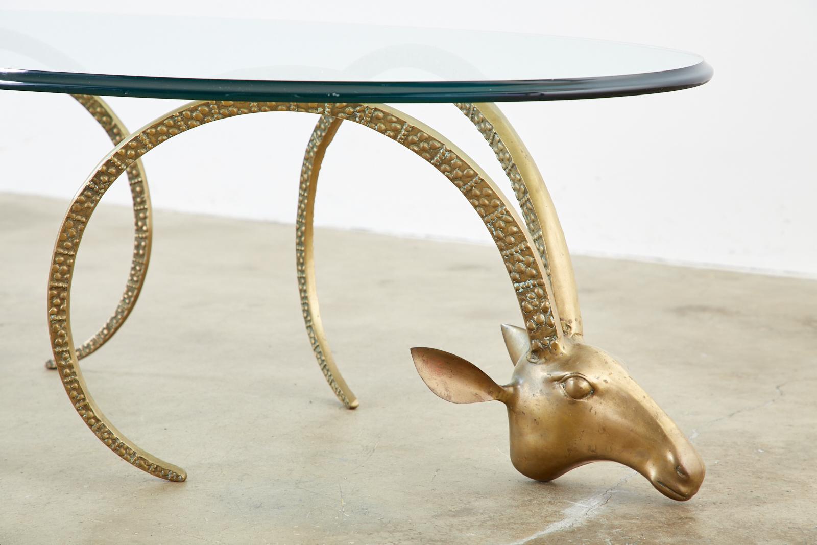 Pair of Brass Rams Head Ibex Coffee Cocktail Table 8