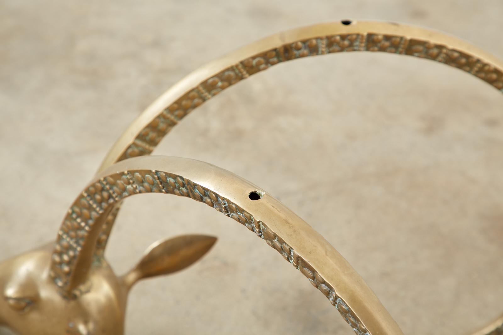 Pair of Brass Rams Head Ibex Coffee Cocktail Table 13