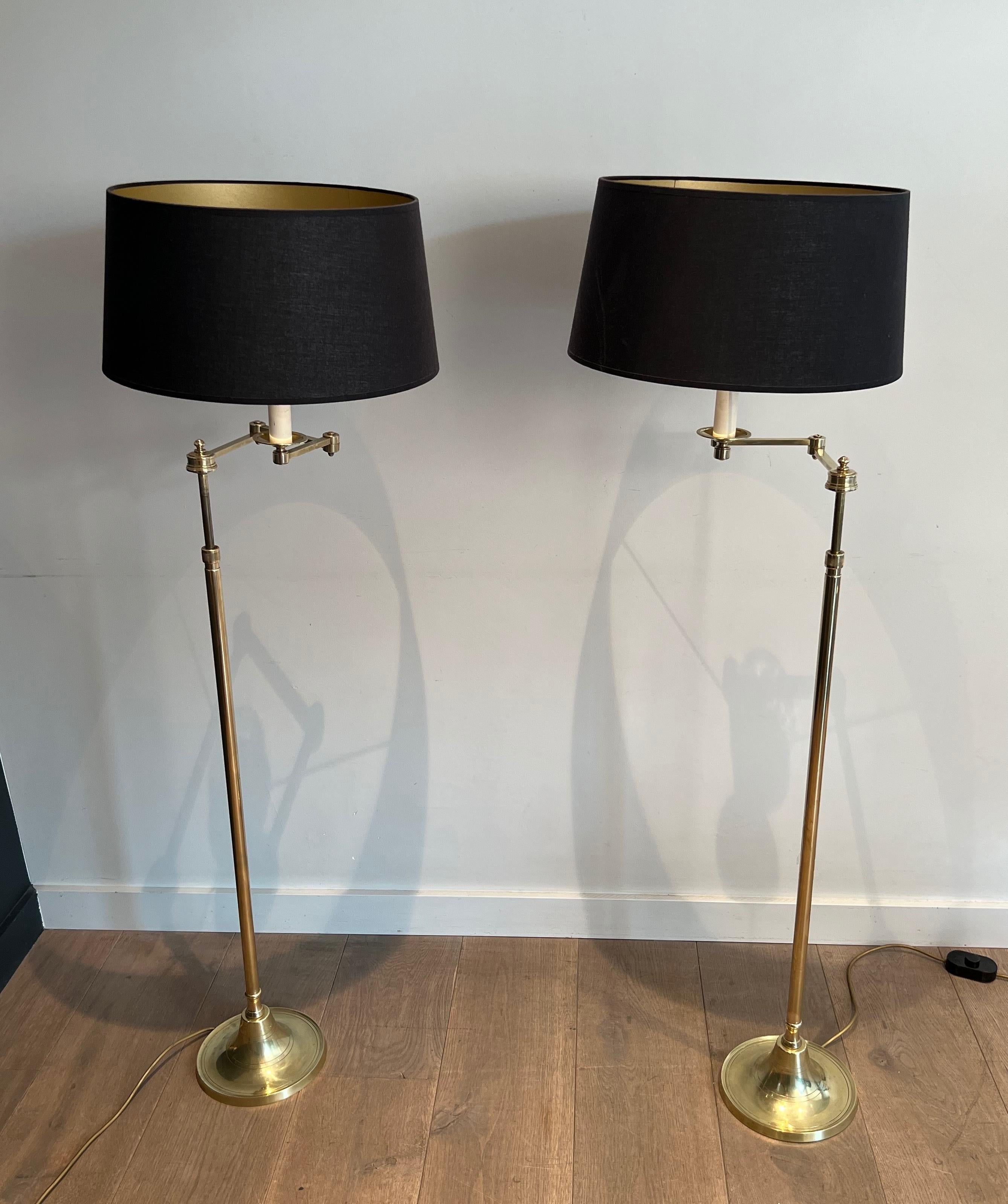 Pair of Brass Reading Lamp with Removable Arm For Sale 6