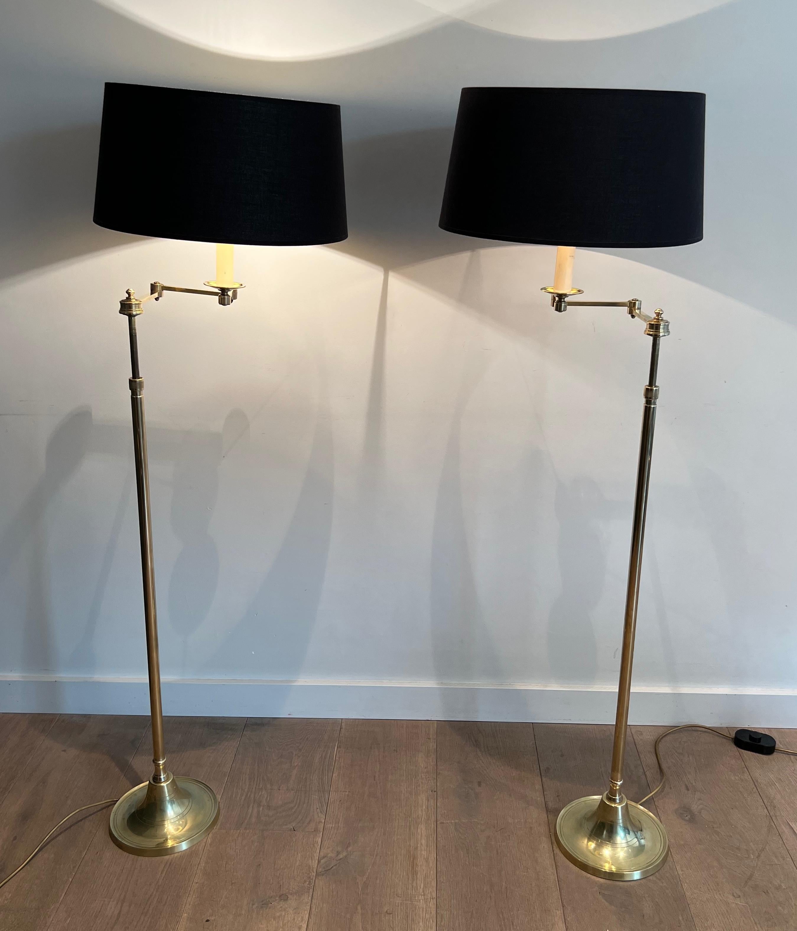Pair of Brass Reading Lamp with Removable Arm For Sale 7