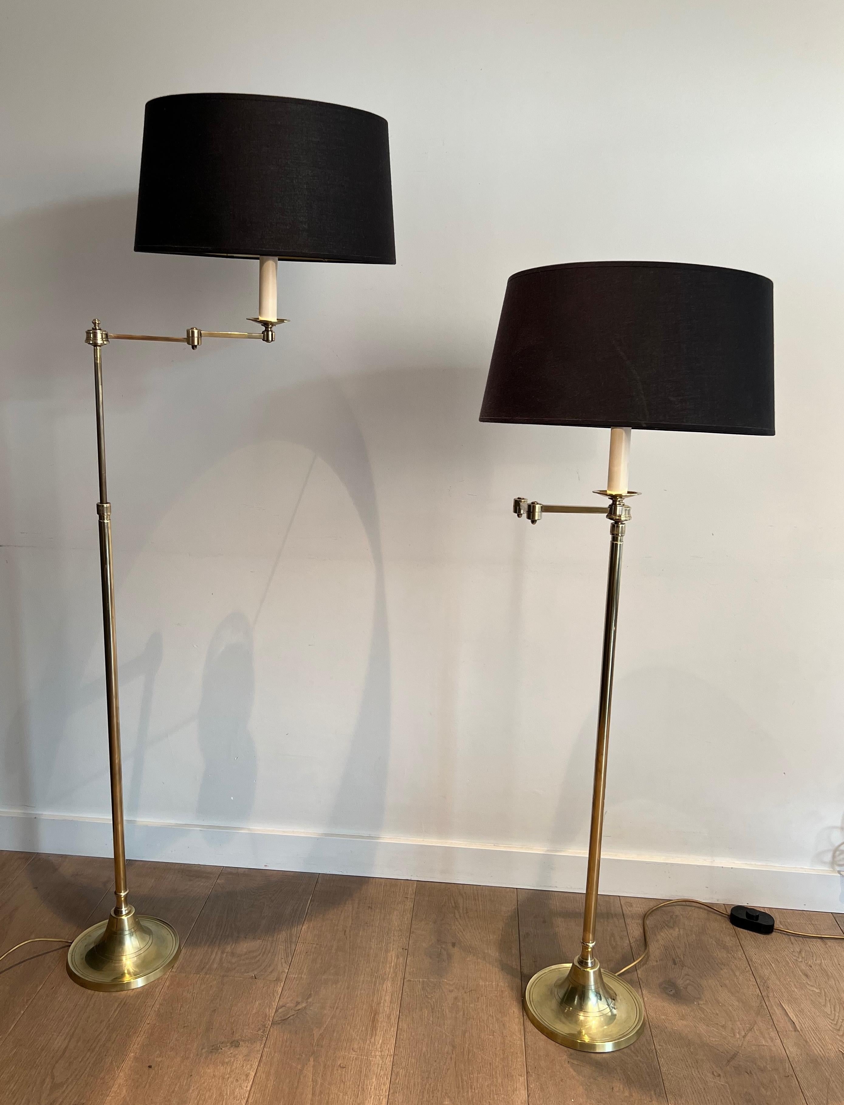 Pair of Brass Reading Lamp with Removable Arm For Sale 12