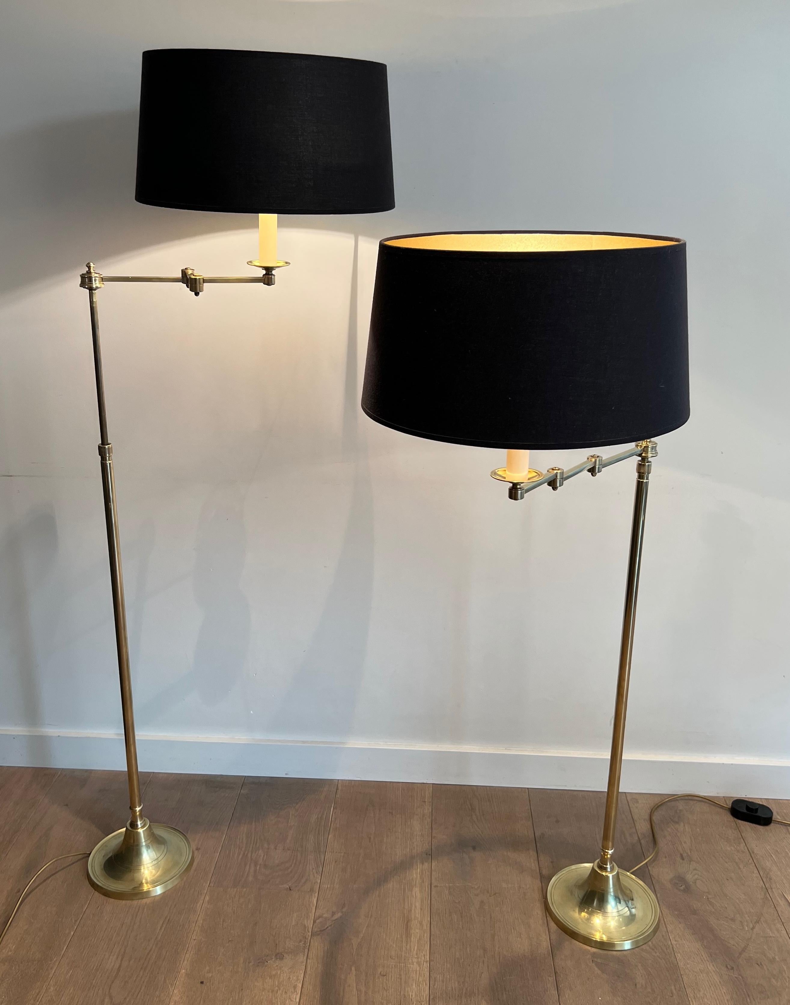 French Pair of Brass Reading Lamp with Removable Arm For Sale