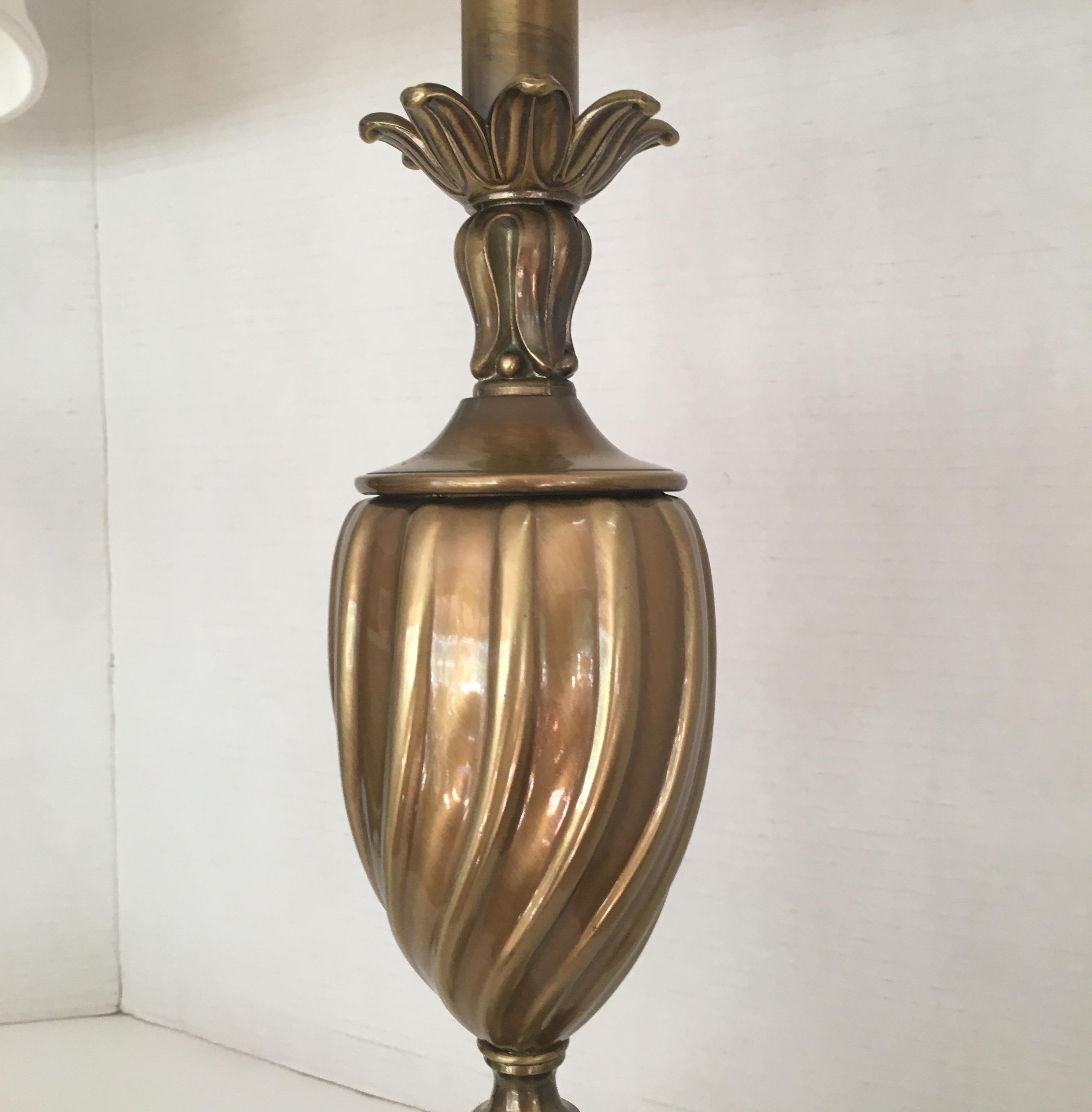 American Pair of Brass Rembrandt Table Lamps For Sale
