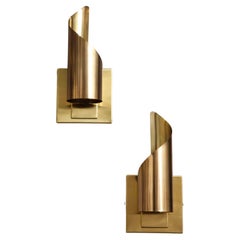 Pair of Brass Ribbon Sconces by Peter Celsing.