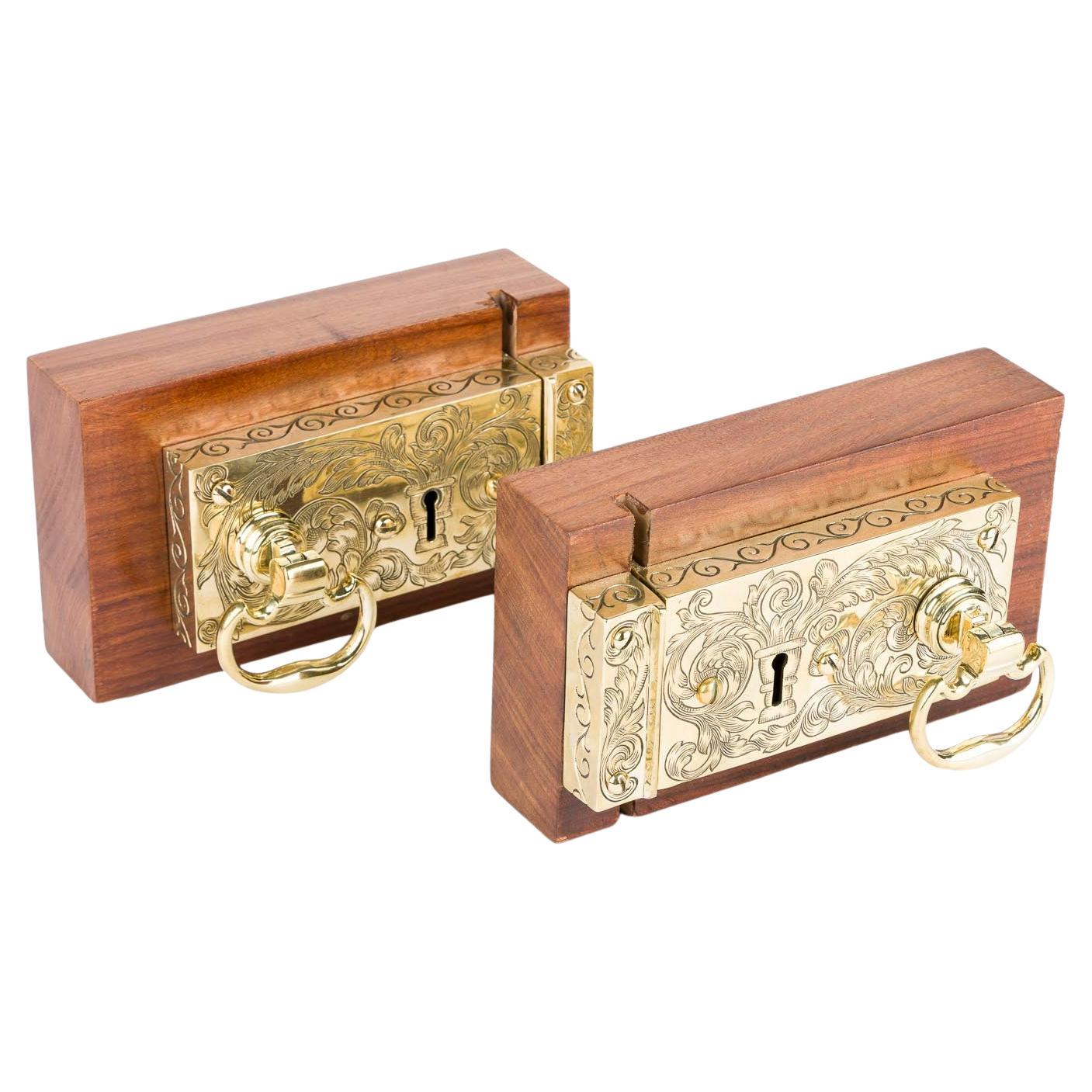 Pair of brass rim locks with the royal cipher of King George VI