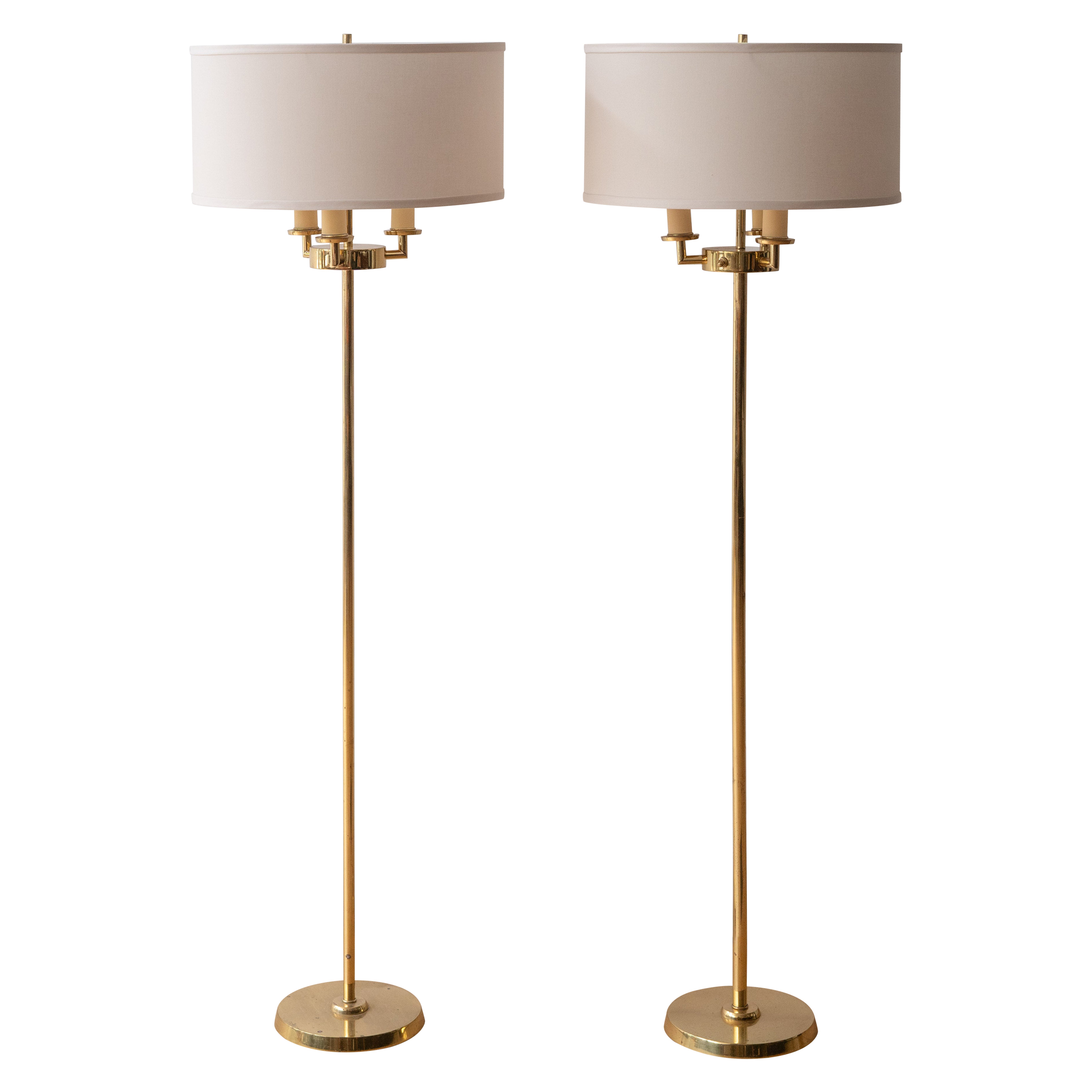 Pair of Brass Robsjohn-Gibbings Floor Lamps
