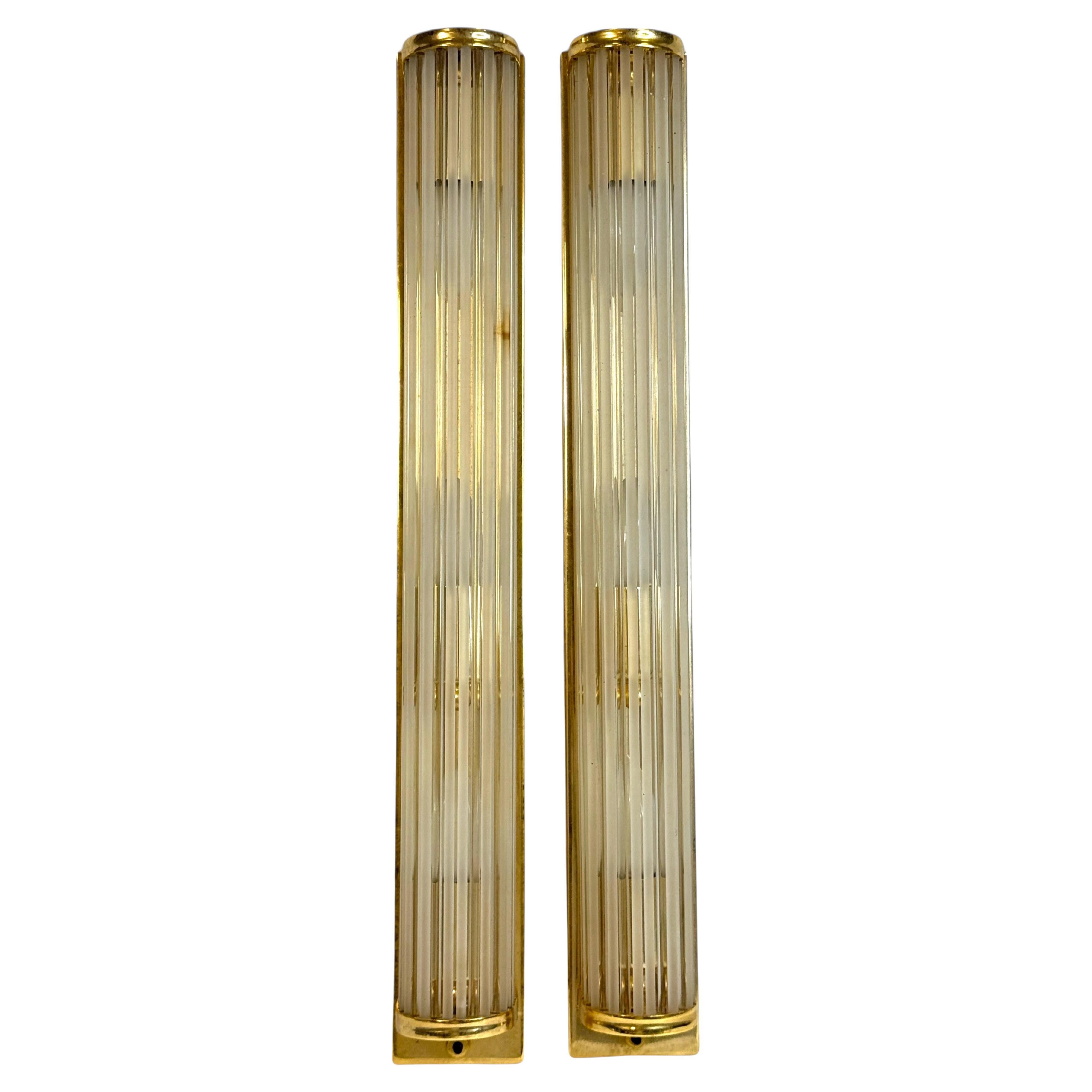 Pair of Brass Rod Wall Sconces by Leola Leuchten, Germany, 1970s