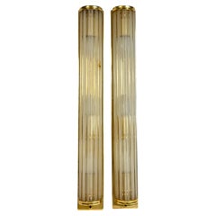 Paar Wandleuchter mit Messingstab von Leola Leuchten, Deutschland, 1970er Jahre