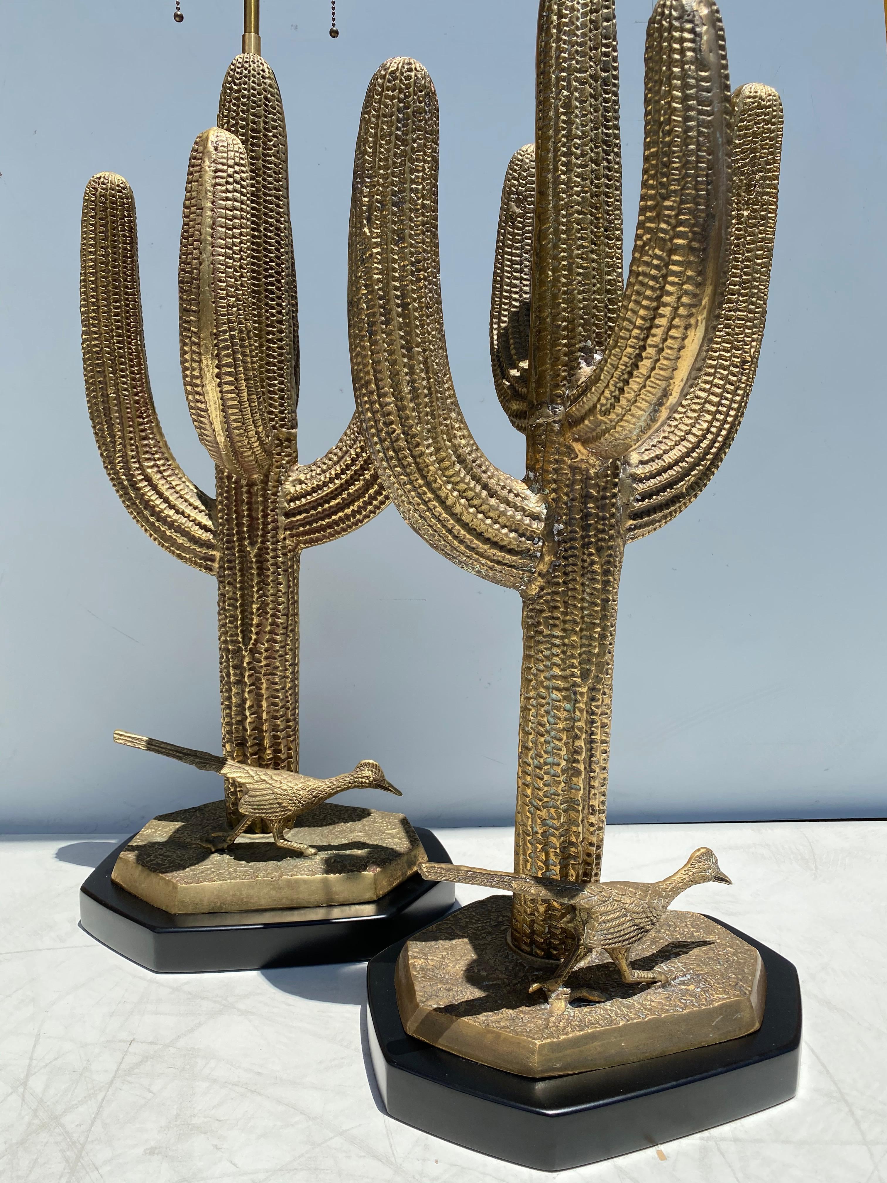 Pair of Brass Saguaro Cactus Lamps 2