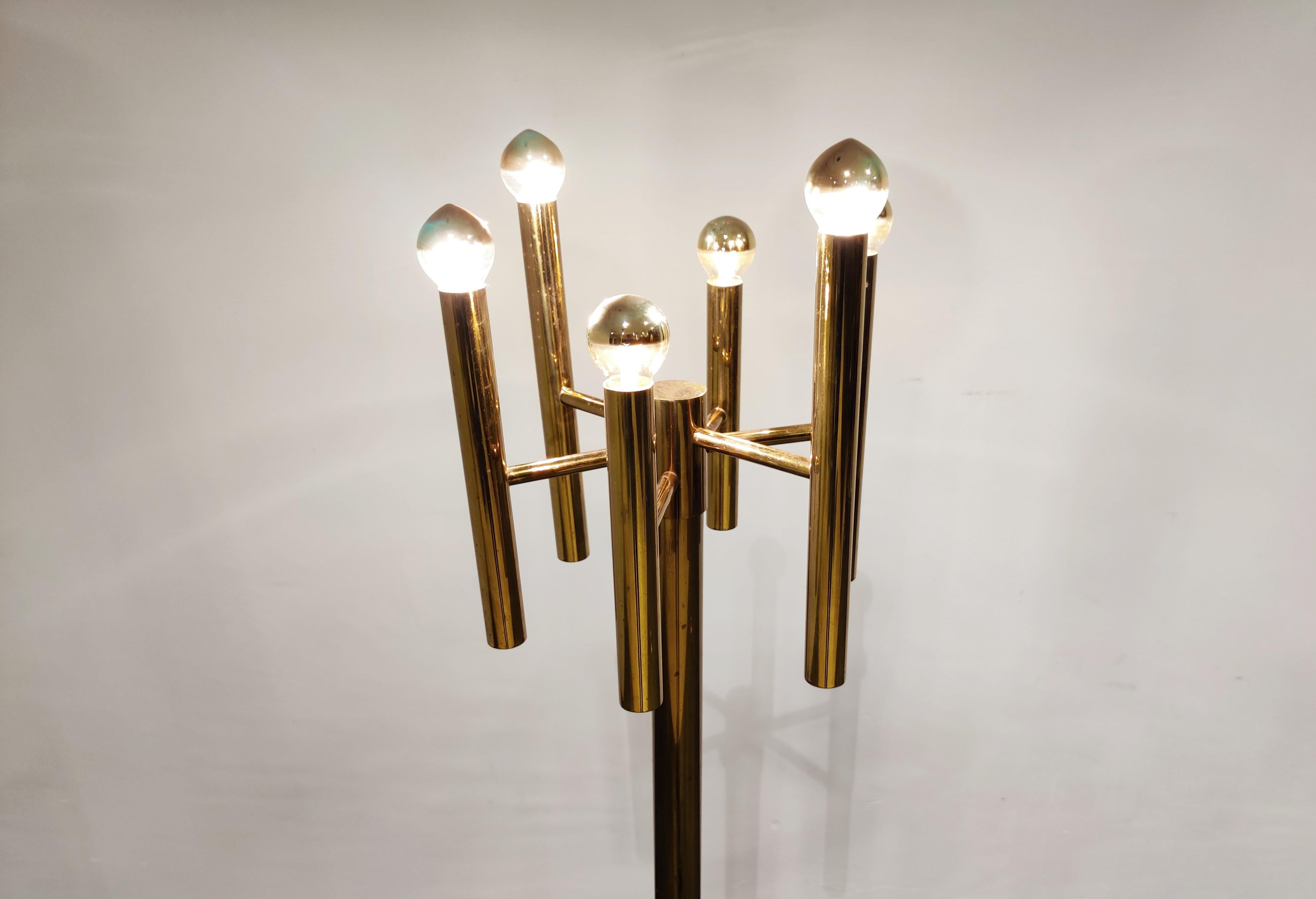 Pair of Brass Sciolari Floor Lamps, 1970s 2