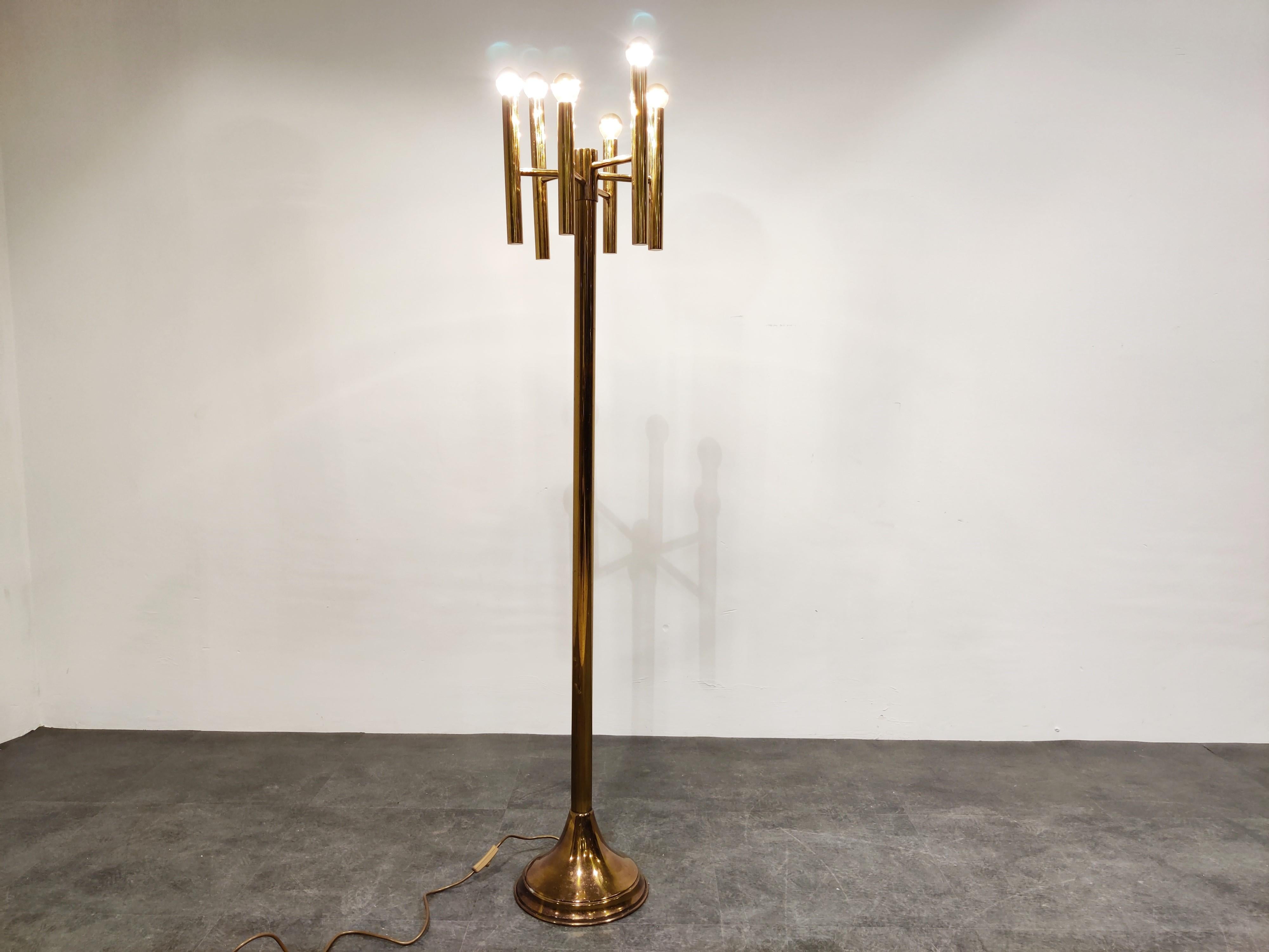 Pair of Brass Sciolari Floor Lamps, 1970s 3